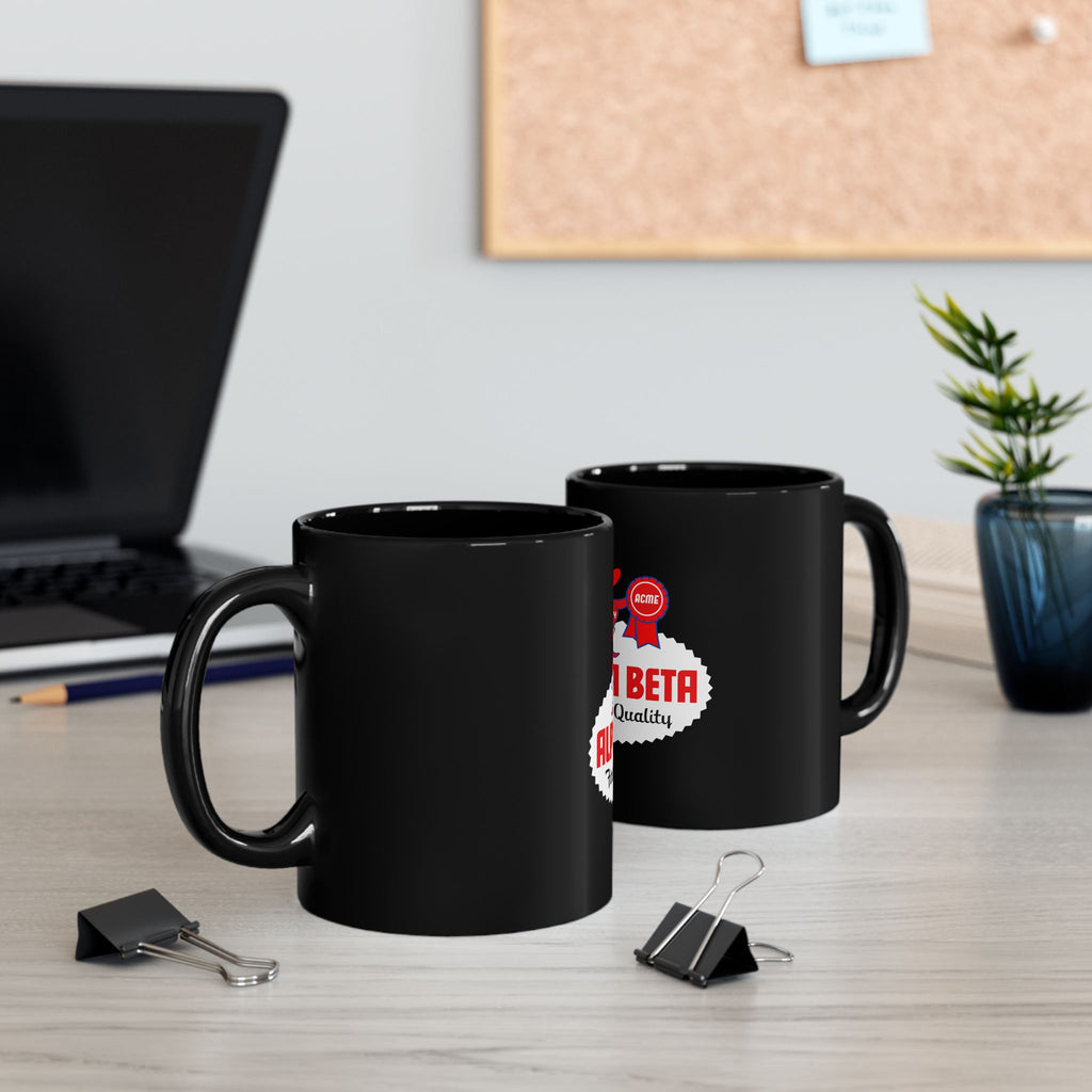 Alpha Beta Logo Retro Black Mug (11oz, 15oz)