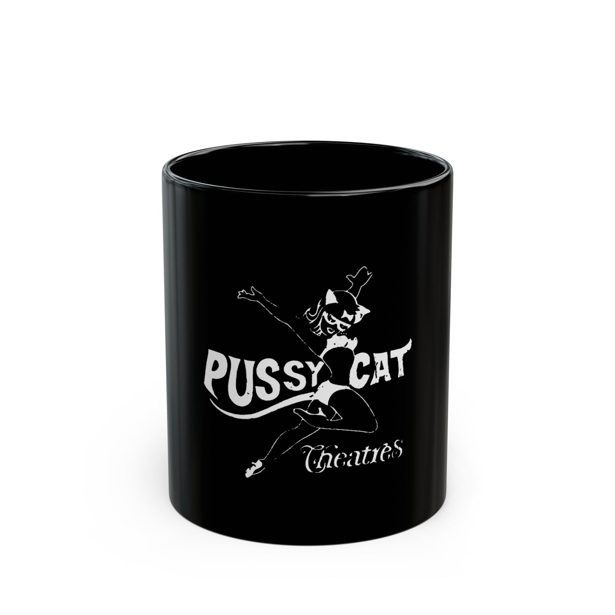 Pussy Cat Theatres Logo Retro Black Mug (11oz, 15oz)