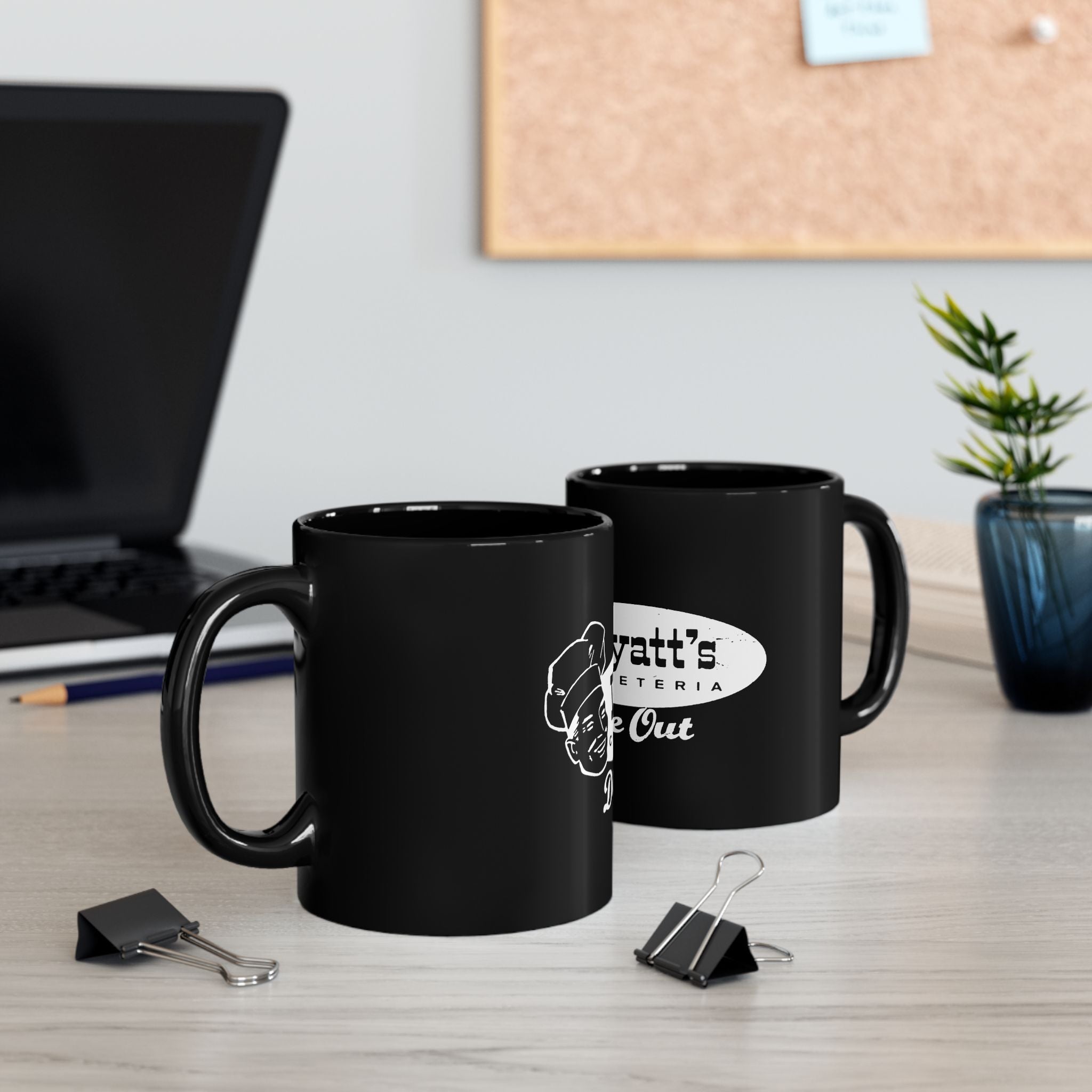 Wyatts Dine Cut Logo  Black Mug (11oz, 15oz)