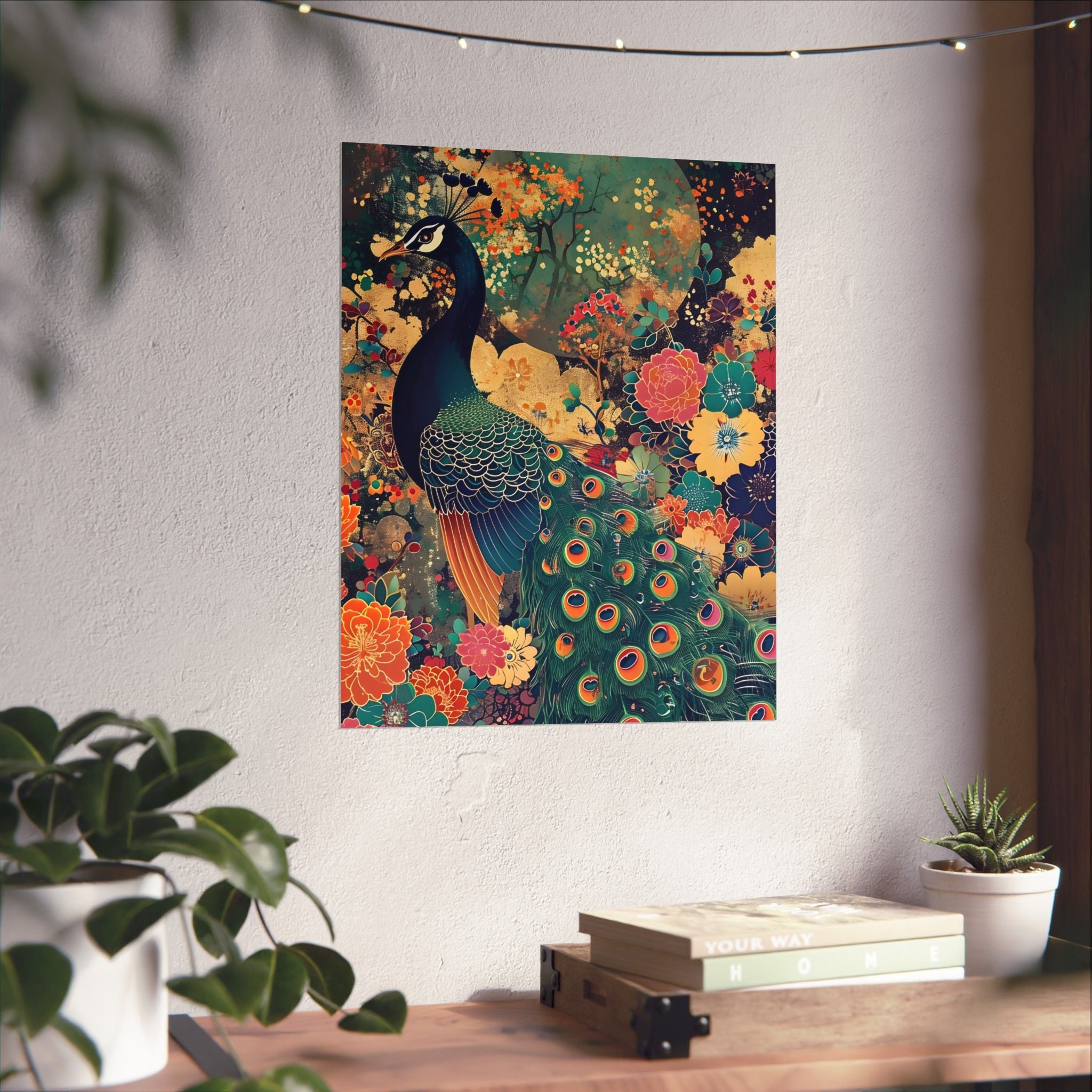 The Peacock’s Garden” Matte Vertical Poster — Wall Art