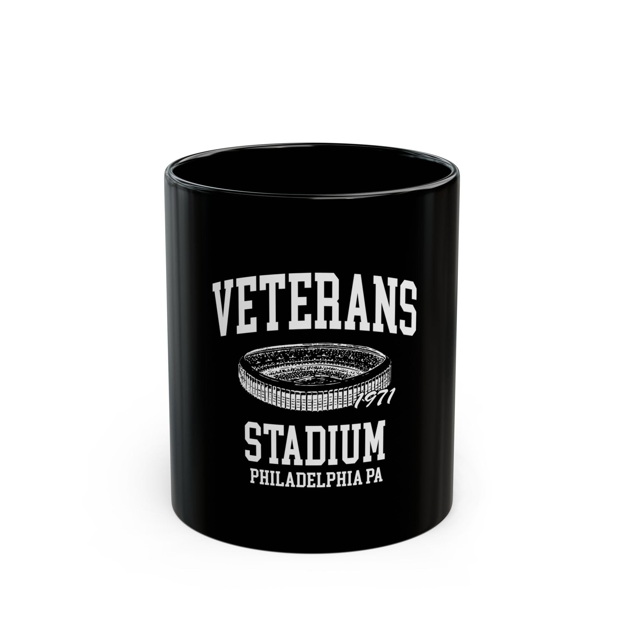 Veterans Stadium Retro Logo Retro Black Mug (11oz, 15oz)
