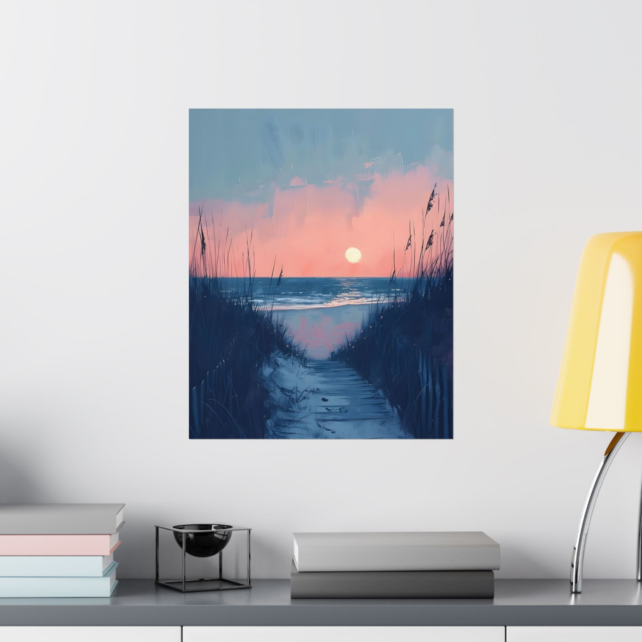 Where the Day Meets the Sea Matte Vertical Poster — Vintage 70s Style Wall Art