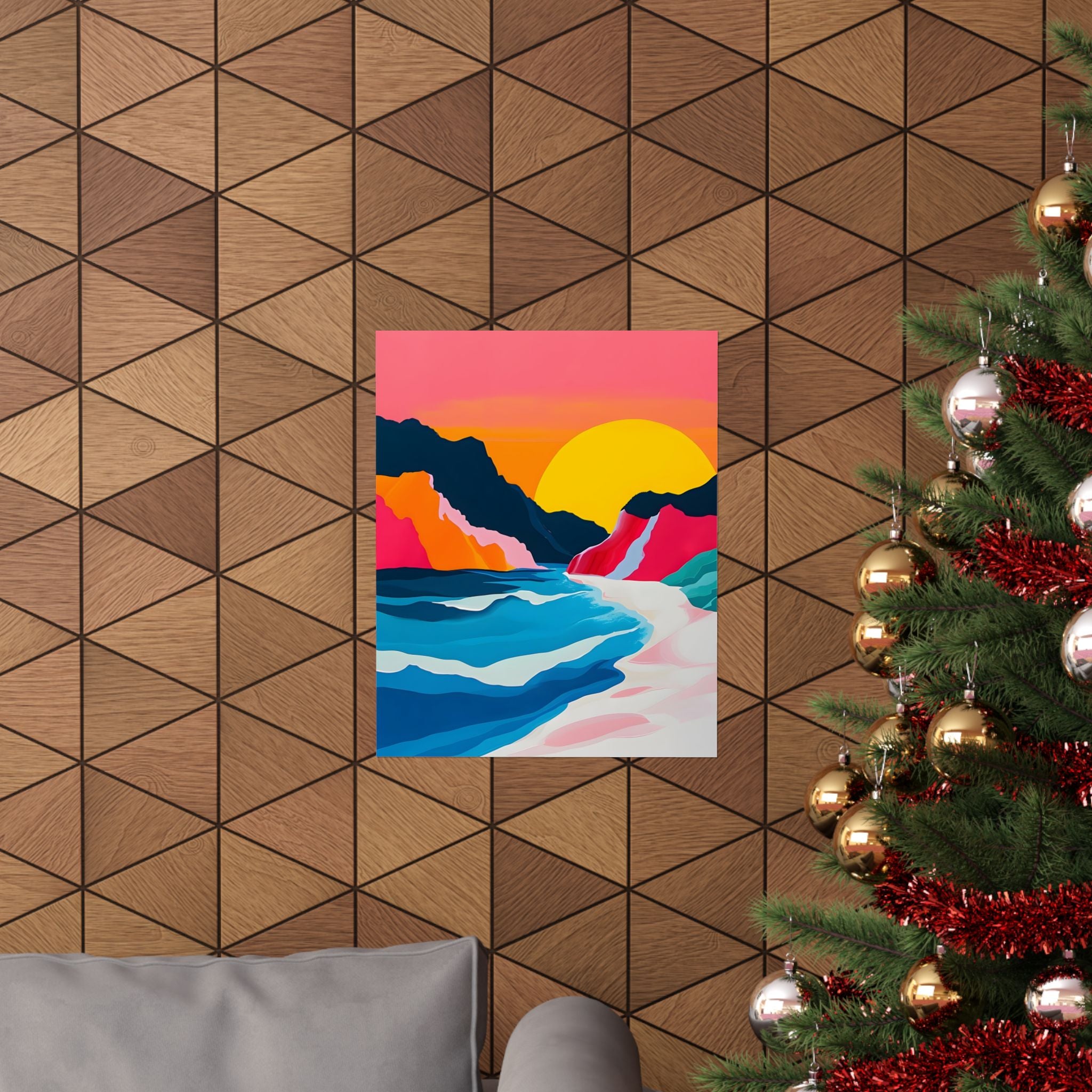 Neon Sunset by the Painted Shores Matte Vertical Poster — Wall Art
