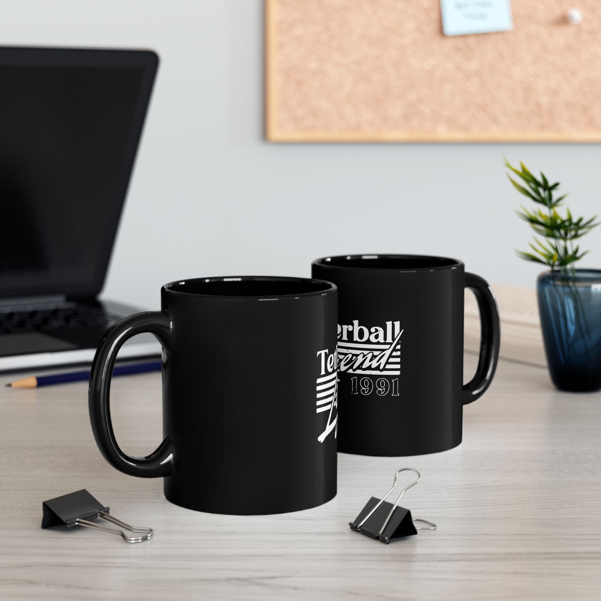 Tetherball Legend Logo Retro Black Mug (11oz, 15oz)