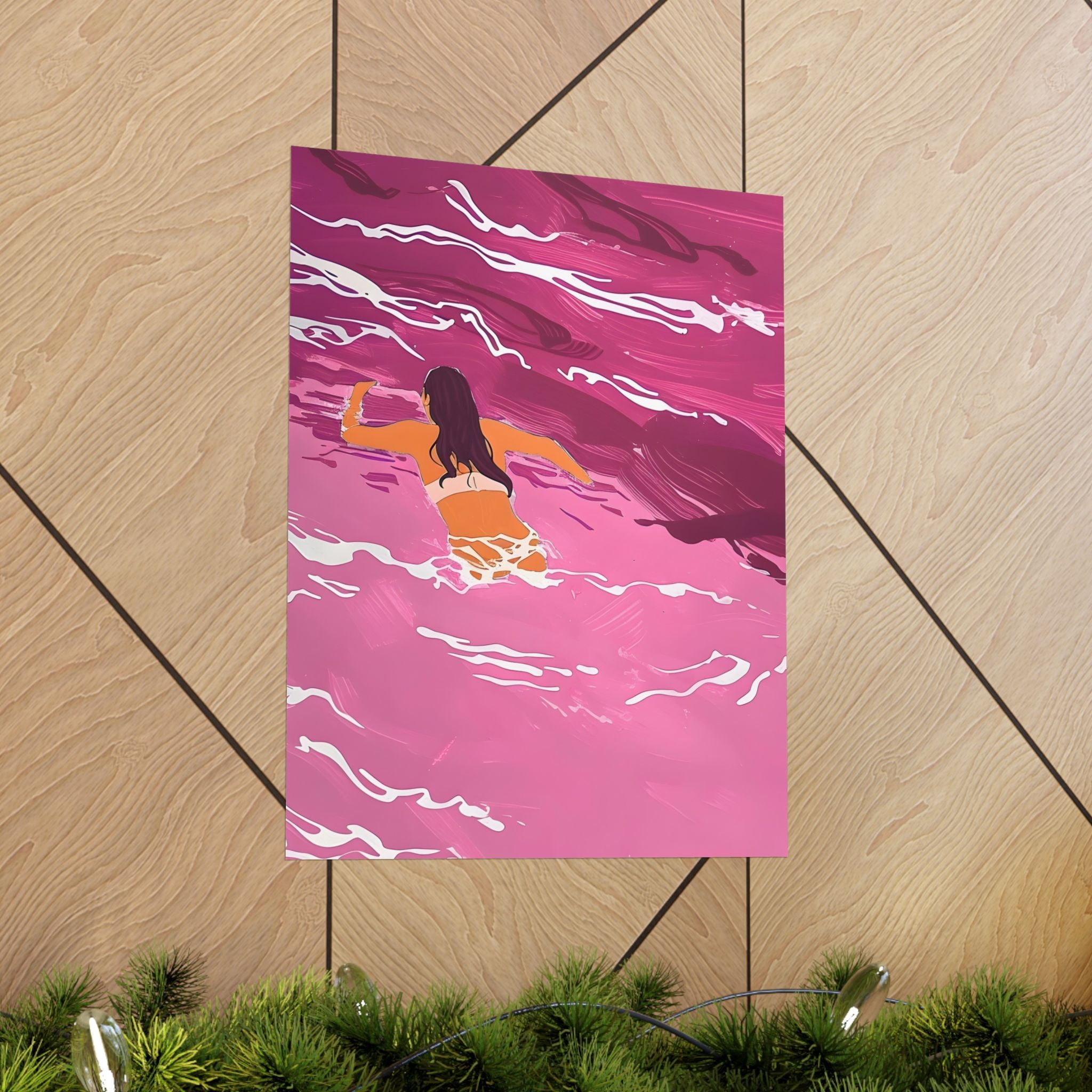 Into the Pink Waves Matte Vertical Poster — Vintage 70s Style Wall Art