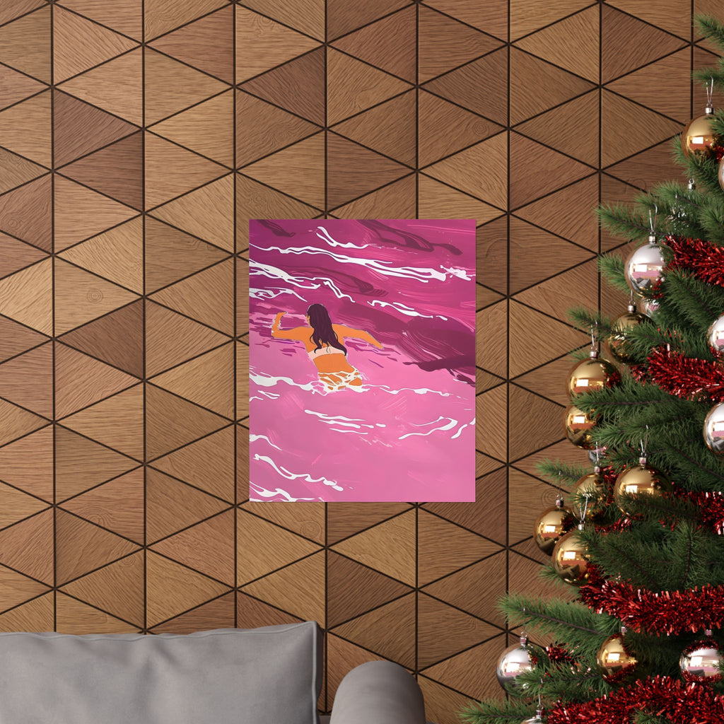 Into the Pink Waves Matte Vertical Poster — Vintage 70s Style Wall Art
