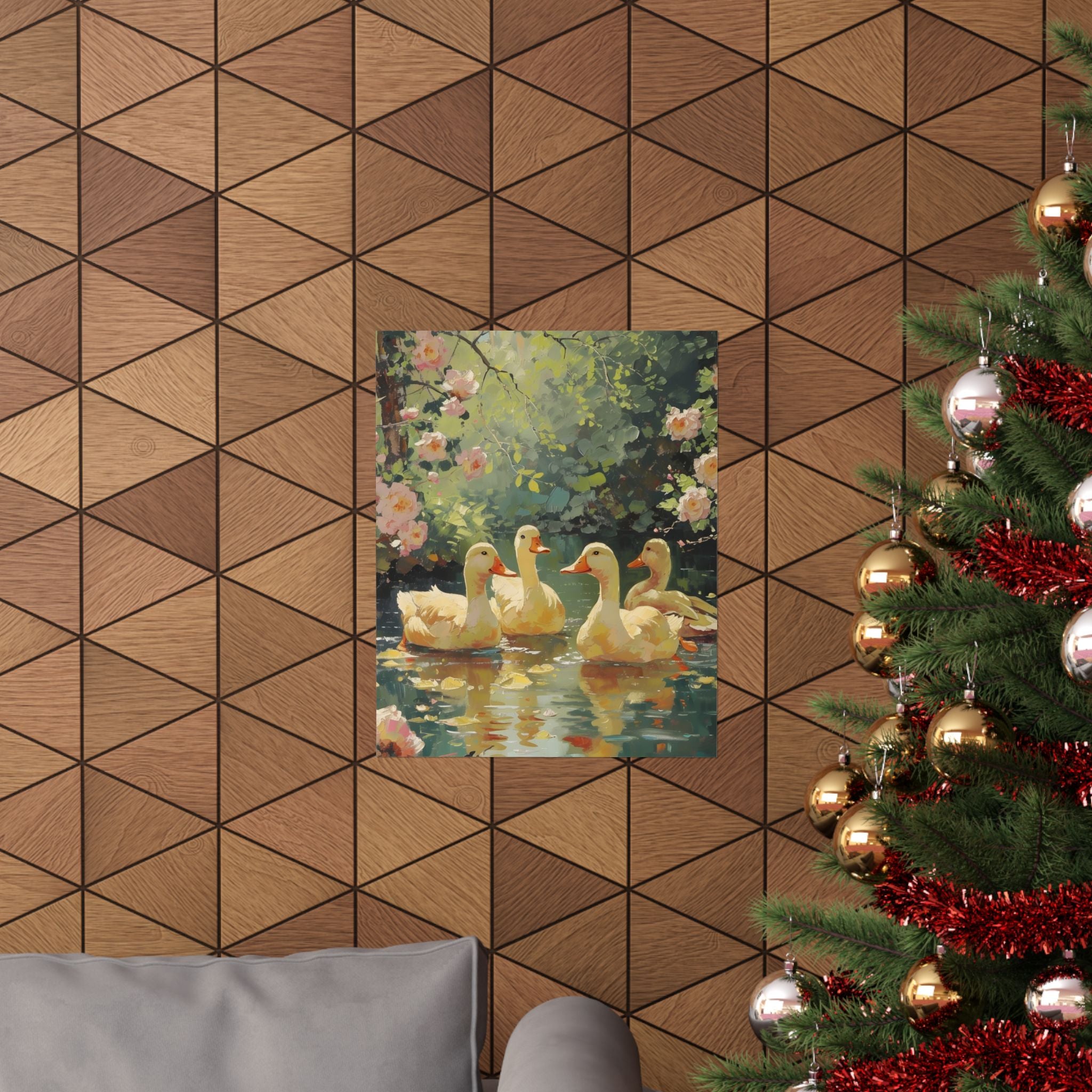 Golden Ducks of Spring Matte Vertical Poster — Wall Art
