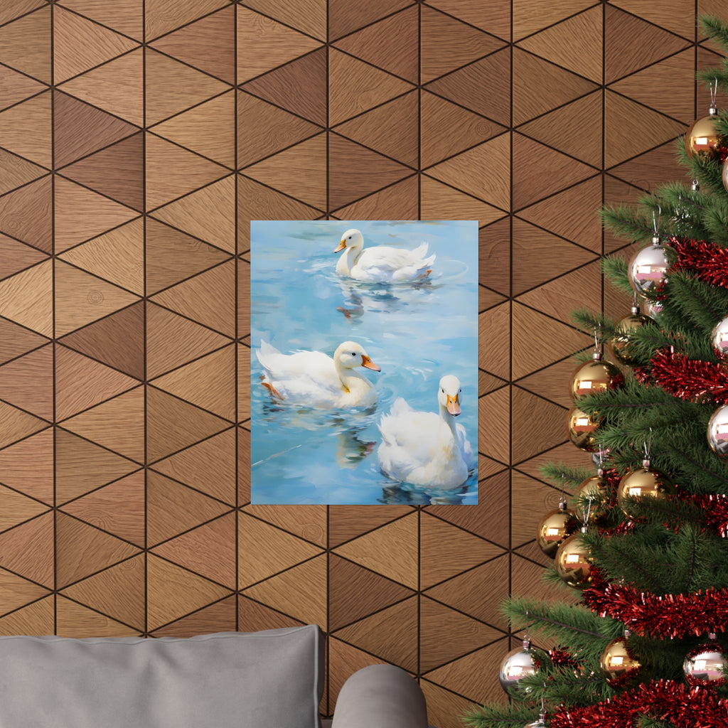 White Wings on Blue Matte Vertical Poster — Style Wall Art