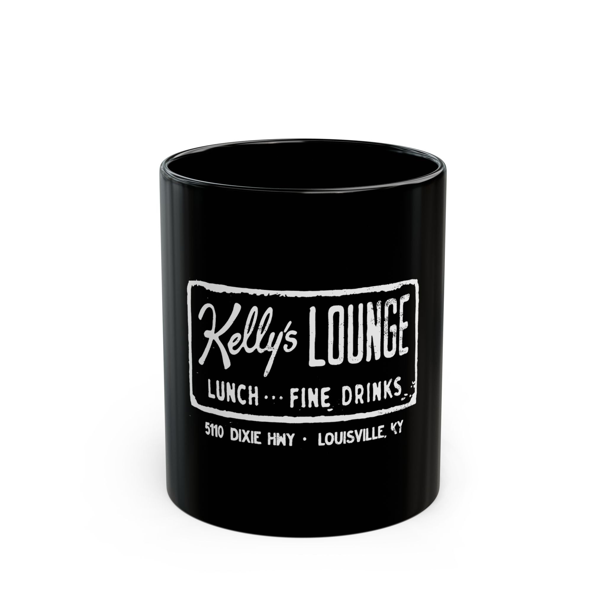 Kelly Lounge Logo Retro Black Mug (11oz, 15oz)