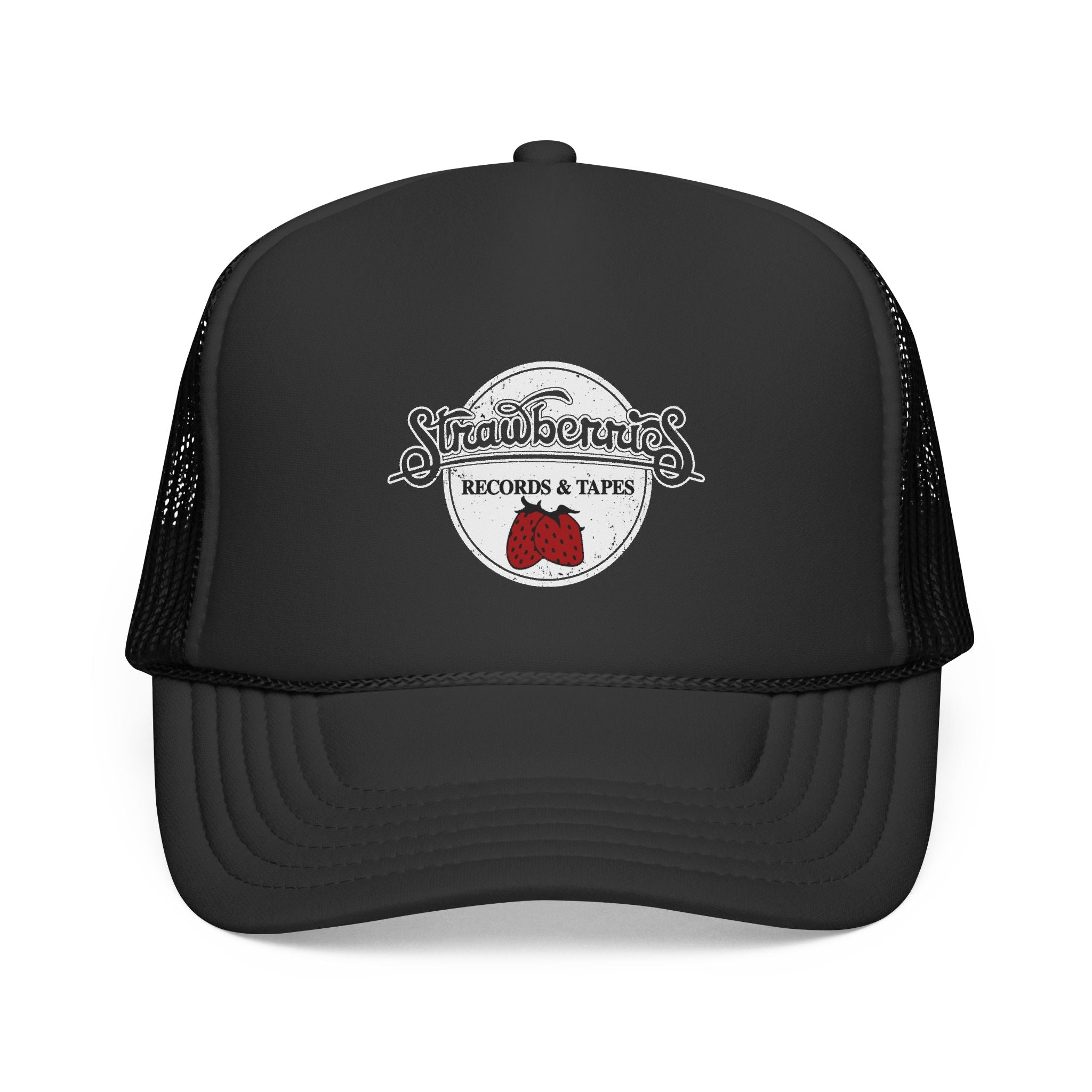 Strawberries Records Retro Logo – Vintage Arch Logo Mesh Hat