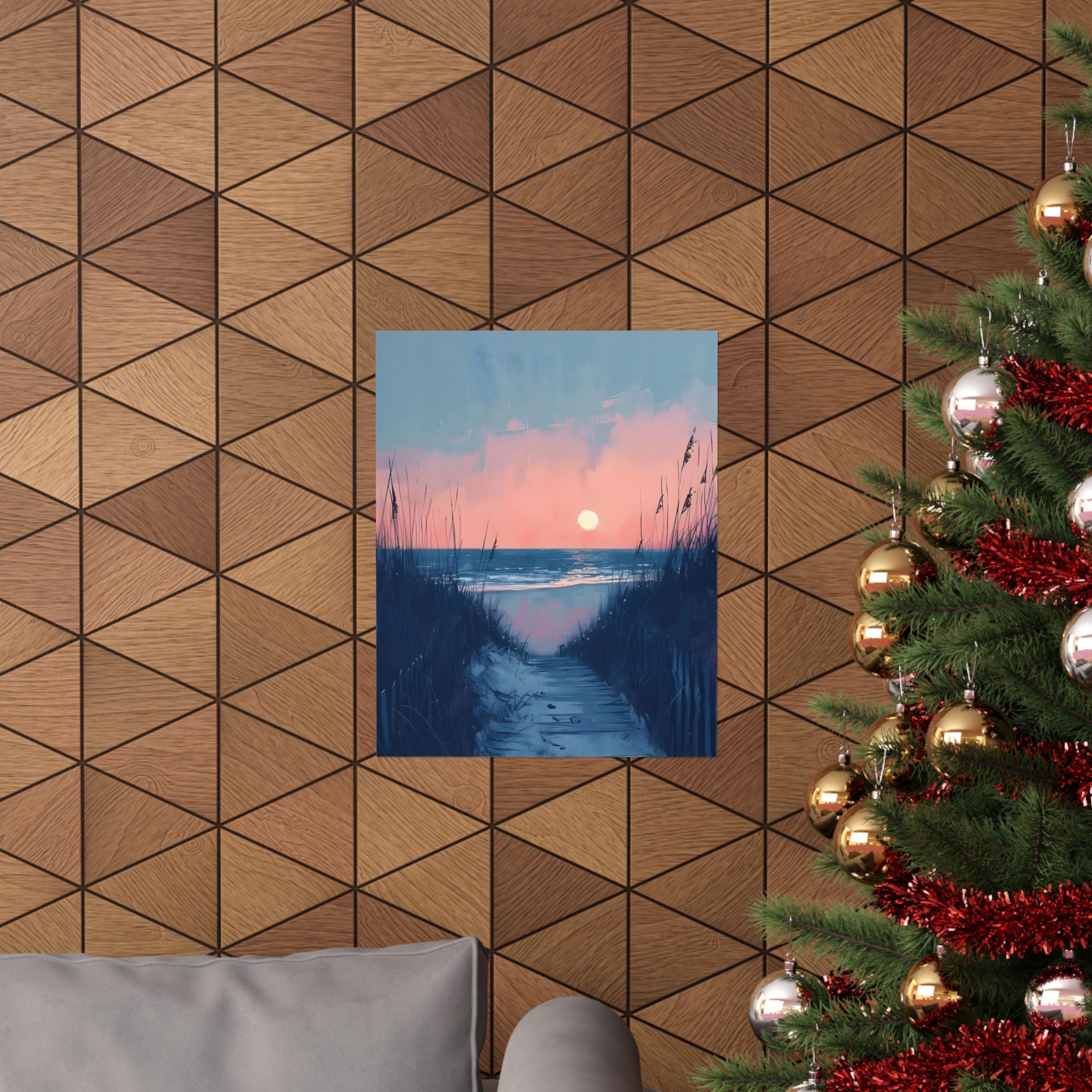 Where the Day Meets the Sea Matte Vertical Poster — Vintage 70s Style Wall Art