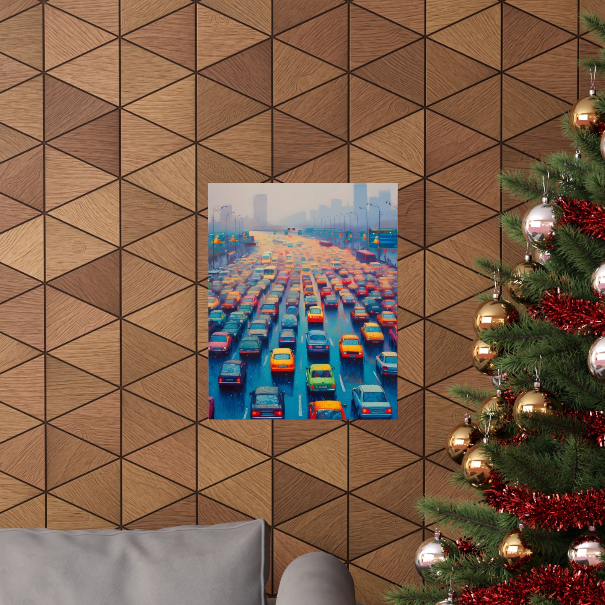 City Lights in the Rain Matte Vertical Poster — Wall Art