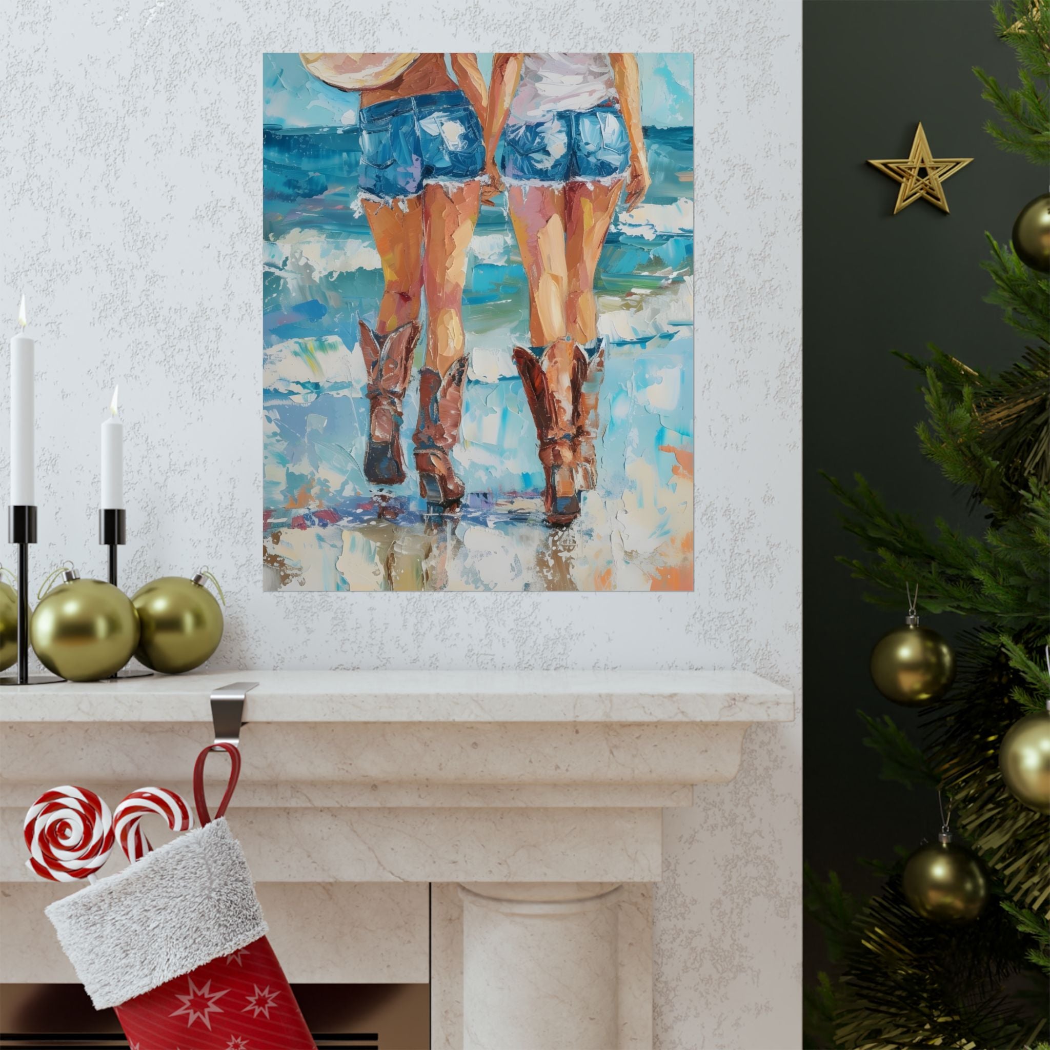 Beachside Sisters Matte Vertical Poster — Wall Art