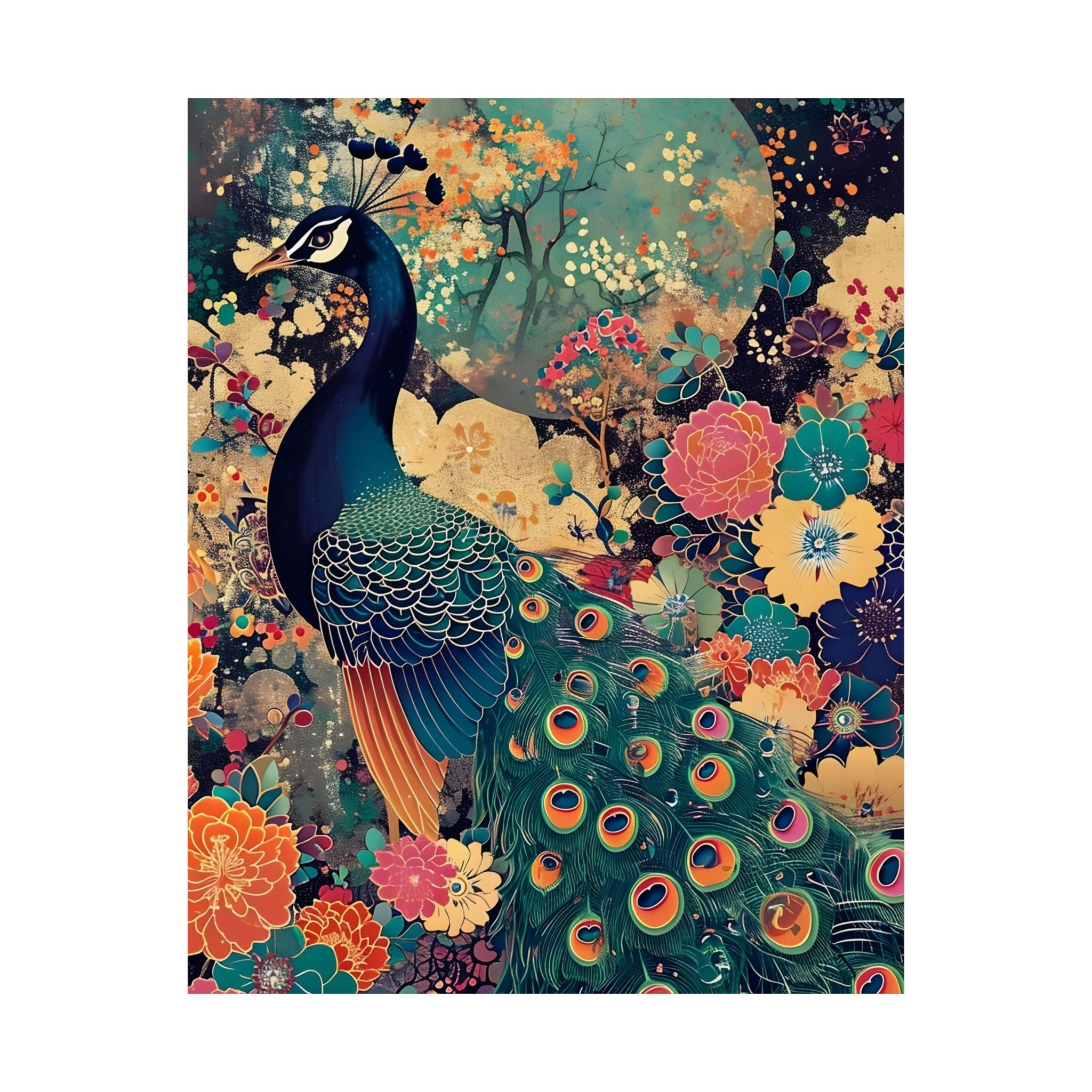 The Peacock’s Garden” Matte Vertical Poster — Wall Art