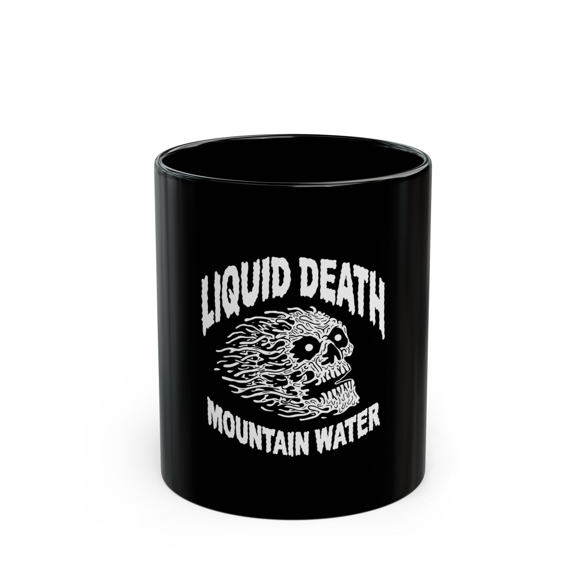 Liquid Death Mountain Water Logo Retro Black Mug (11oz, 15oz)
