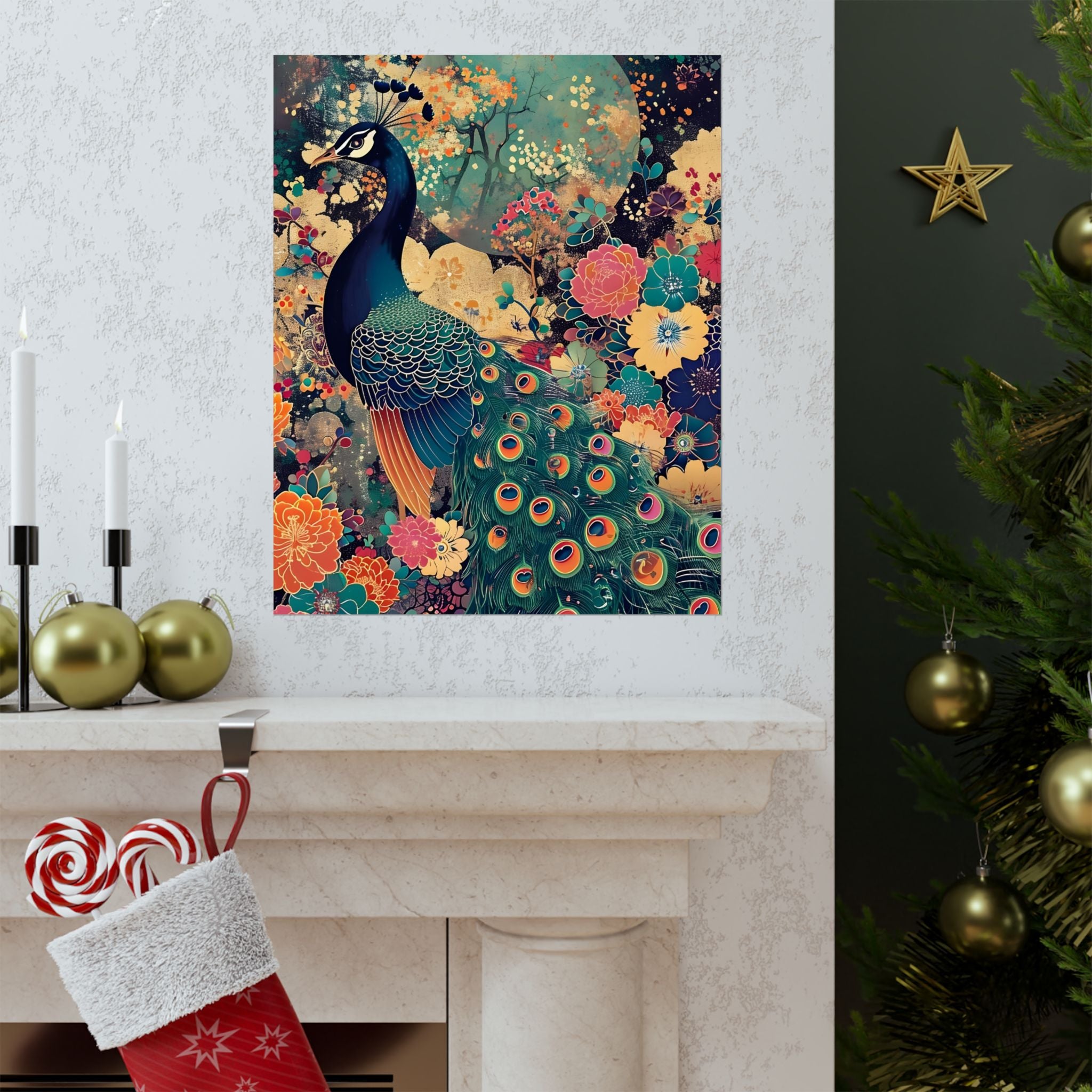 The Peacock’s Garden” Matte Vertical Poster — Wall Art