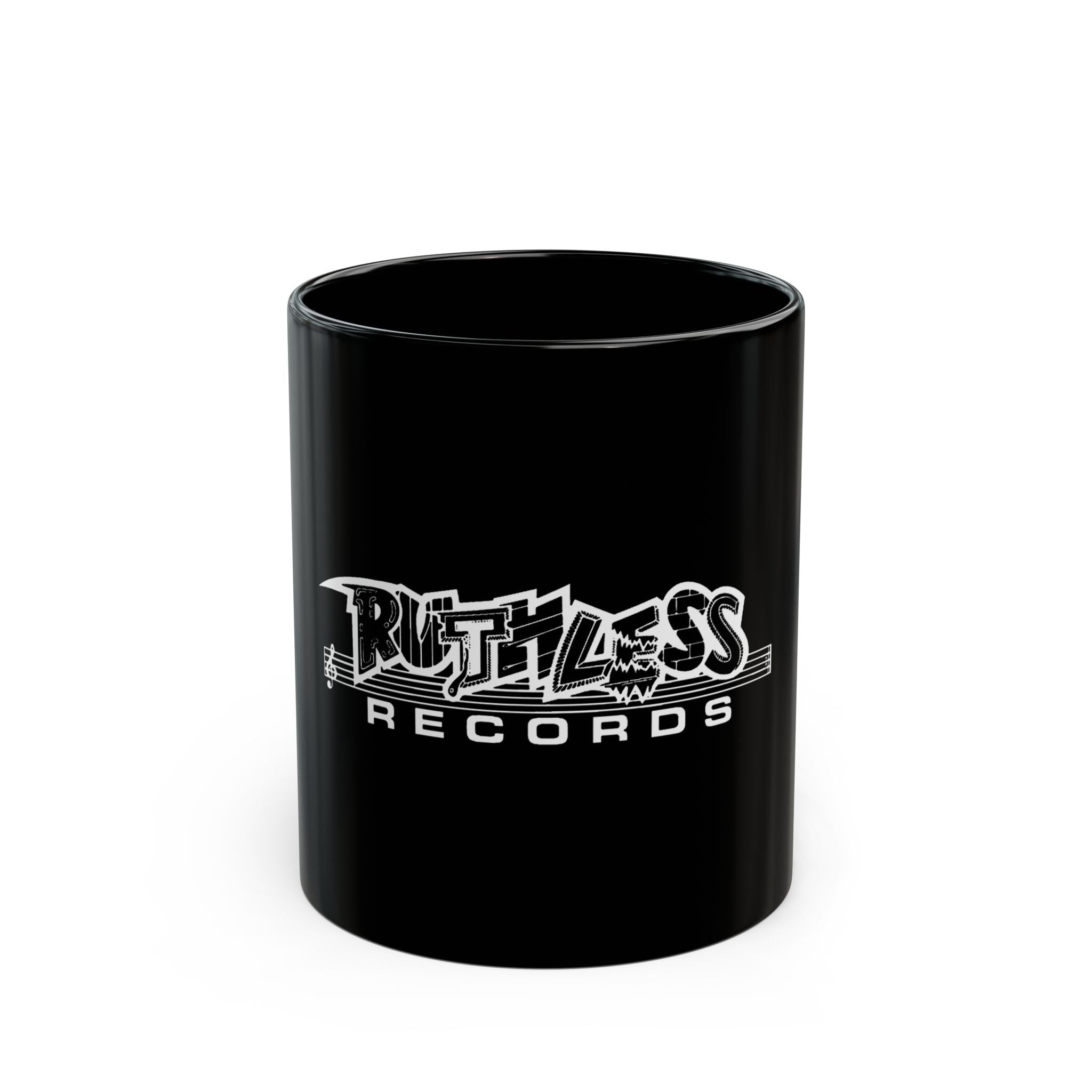 Ruthless Record Logo Retro Black Mug (11oz, 15oz)