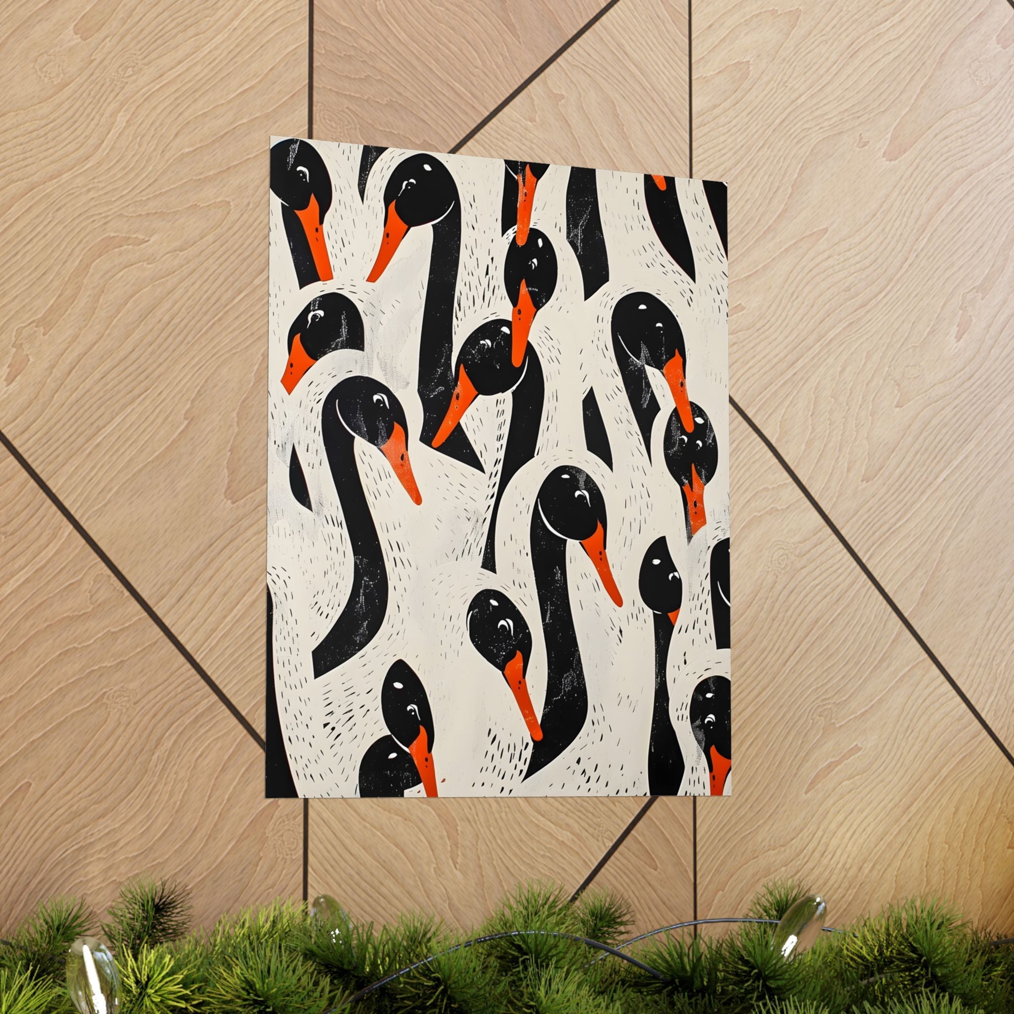 The Gathering of Black Swans Art Matte Vertical Poster —  Wall Art