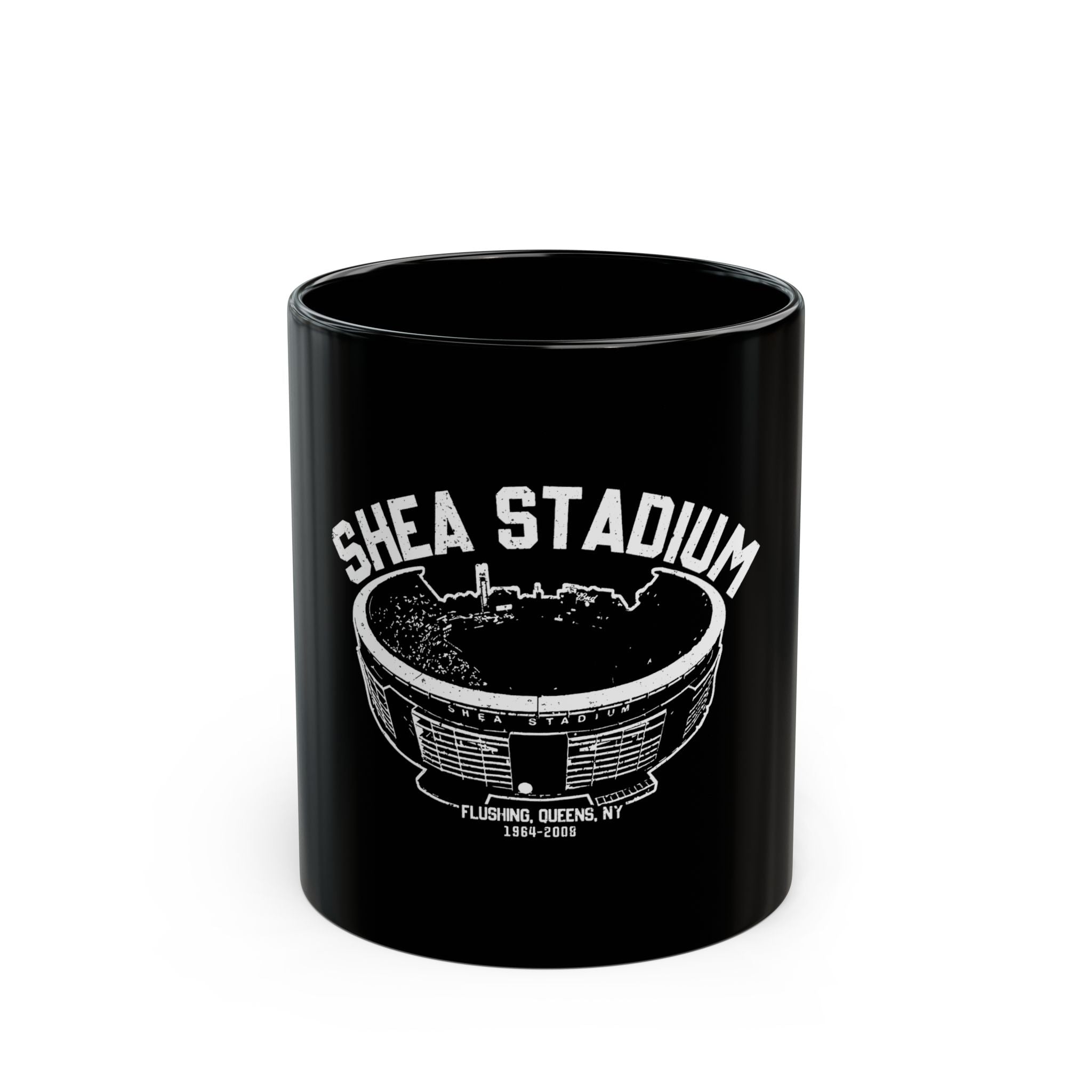 Shea Stadium Logo Retro Black Mug (11oz, 15oz)