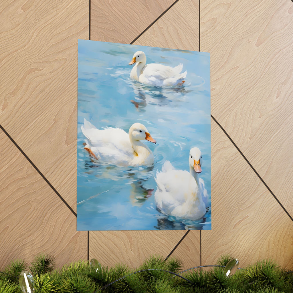 White Wings on Blue Matte Vertical Poster — Style Wall Art