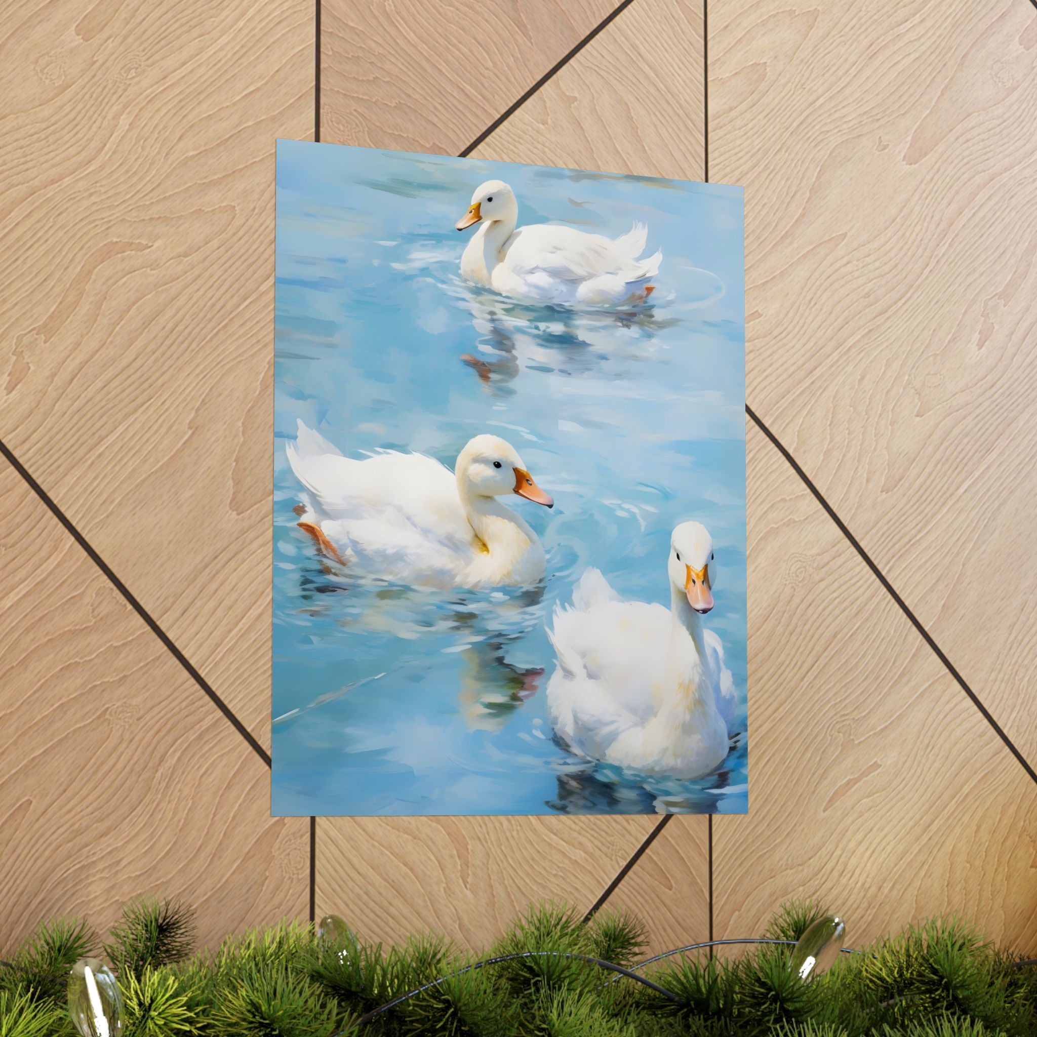 White Wings on Blue Matte Vertical Poster — Style Wall Art
