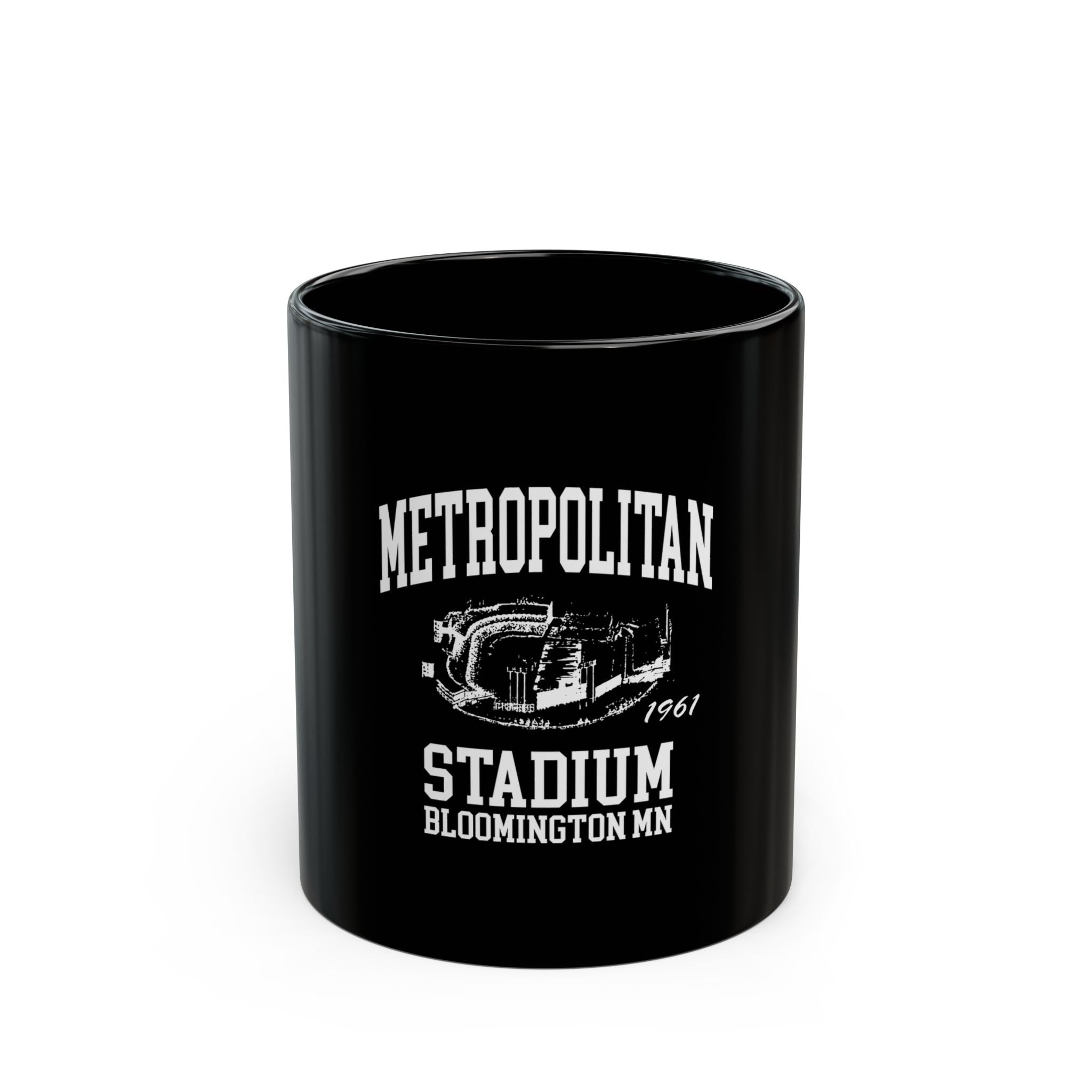 Metropolitan Stadium Logo Retro Black Mug (11oz, 15oz)