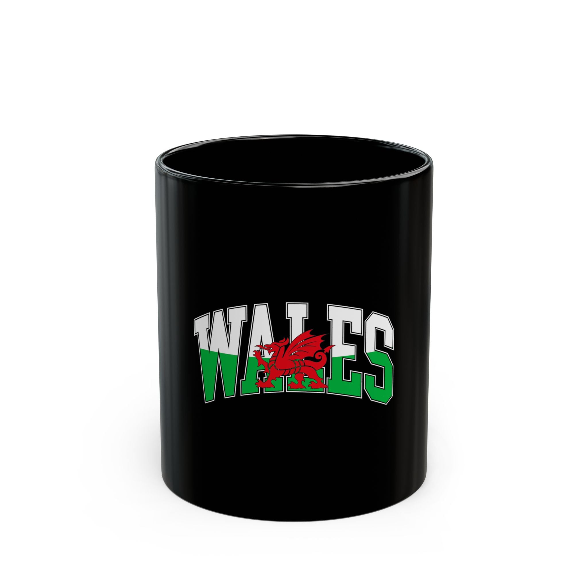 Wales Logo Retro Black Mug (11oz, 15oz)
