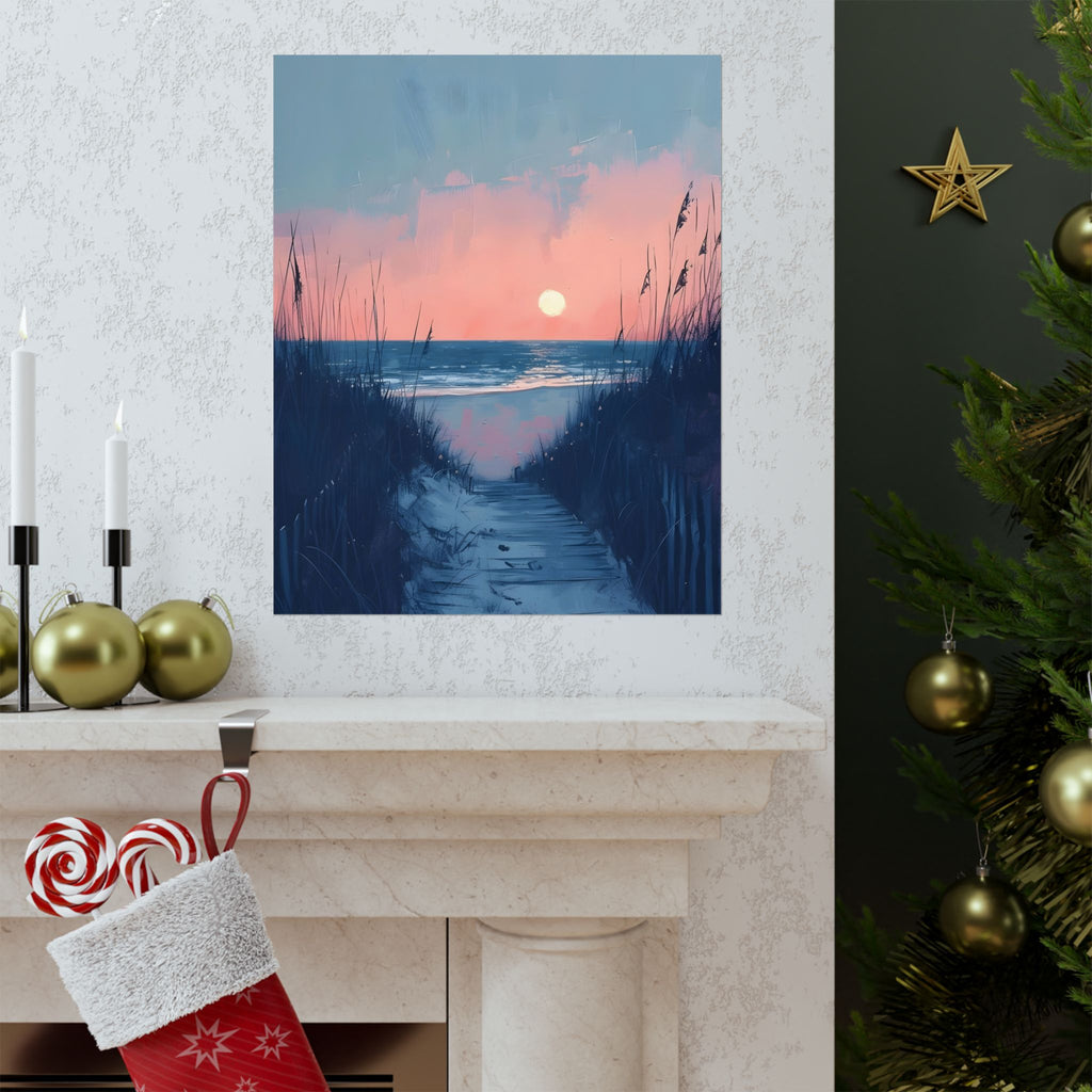 Where the Day Meets the Sea Matte Vertical Poster — Vintage 70s Style Wall Art