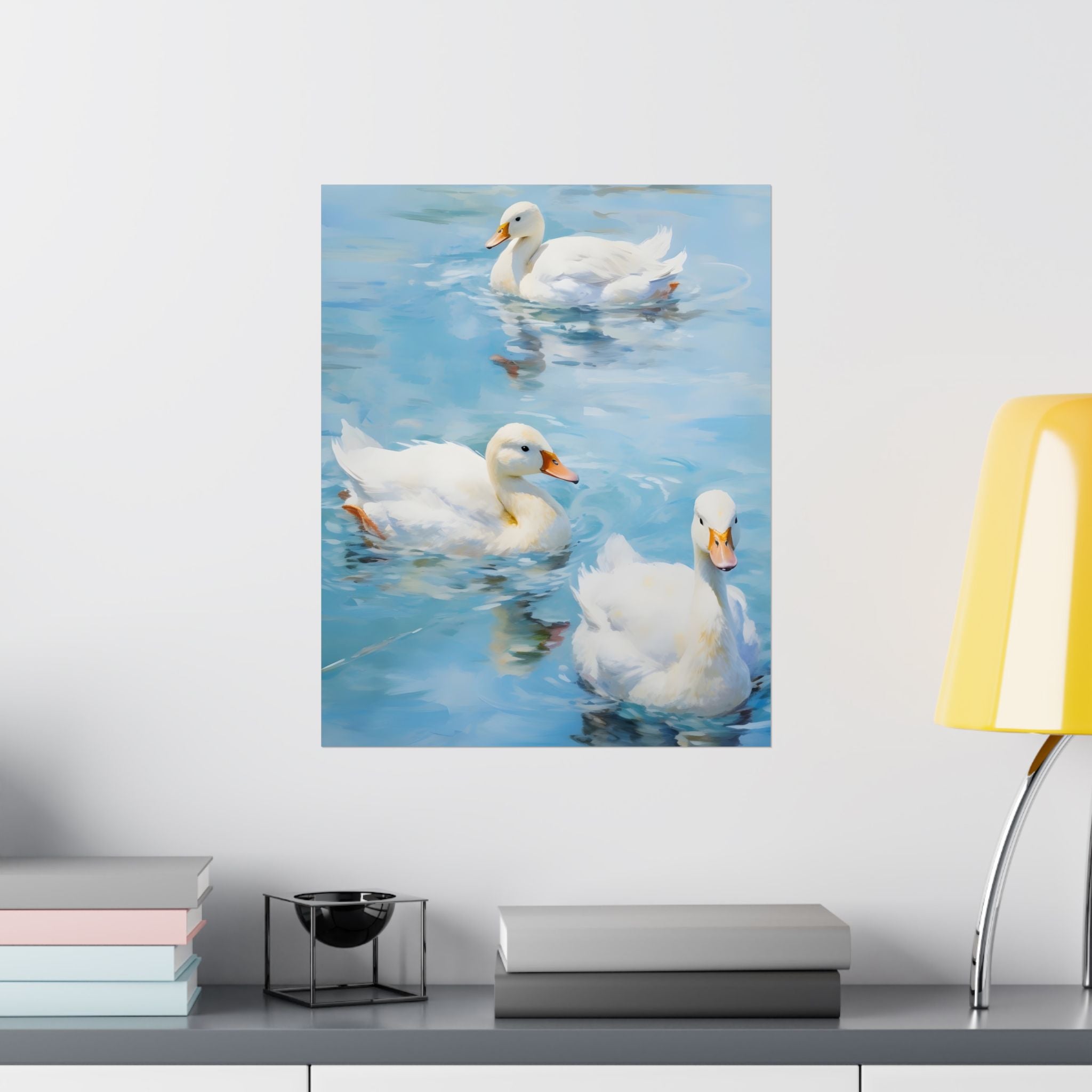 White Wings on Blue Matte Vertical Poster — Style Wall Art