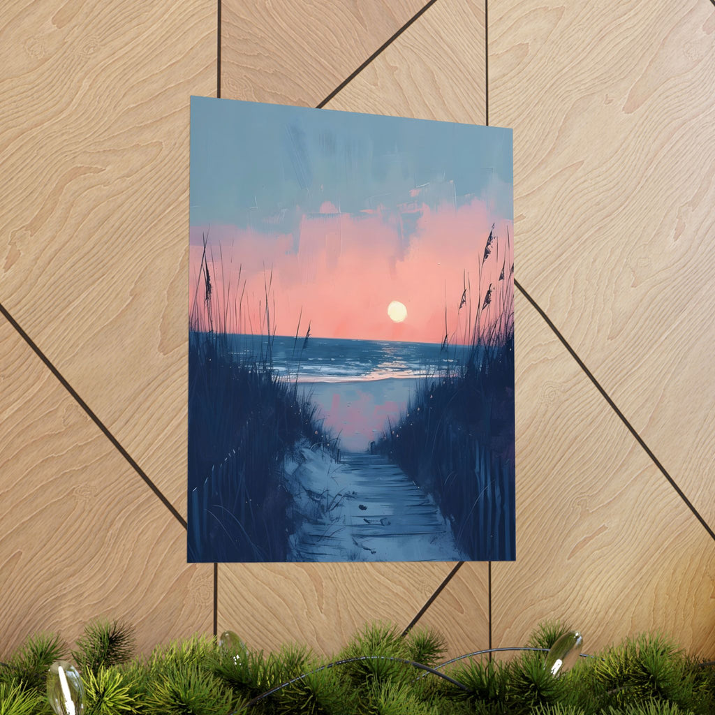 Where the Day Meets the Sea Matte Vertical Poster — Vintage 70s Style Wall Art