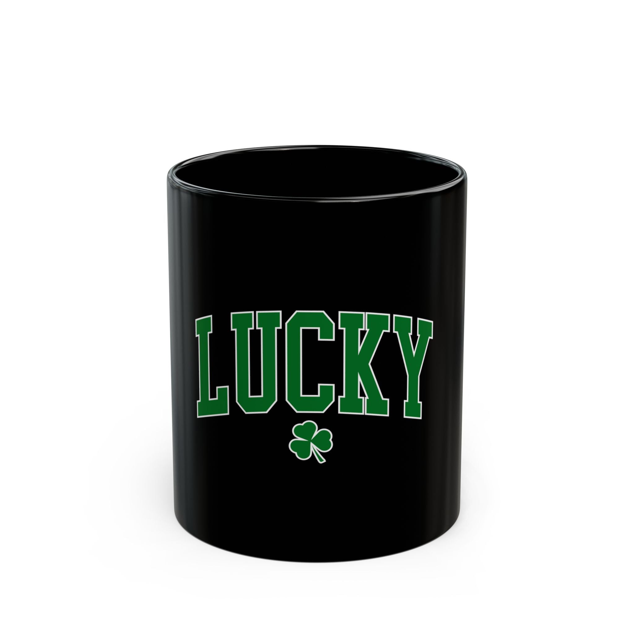Lucky Clover Retro Logo Black Mug (11oz, 15oz)