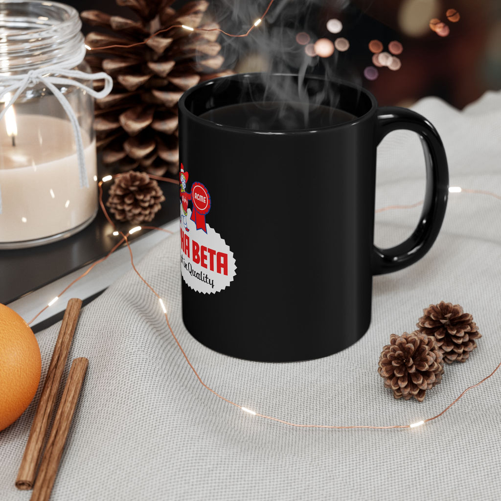 Alpha Beta Logo Retro Black Mug (11oz, 15oz)