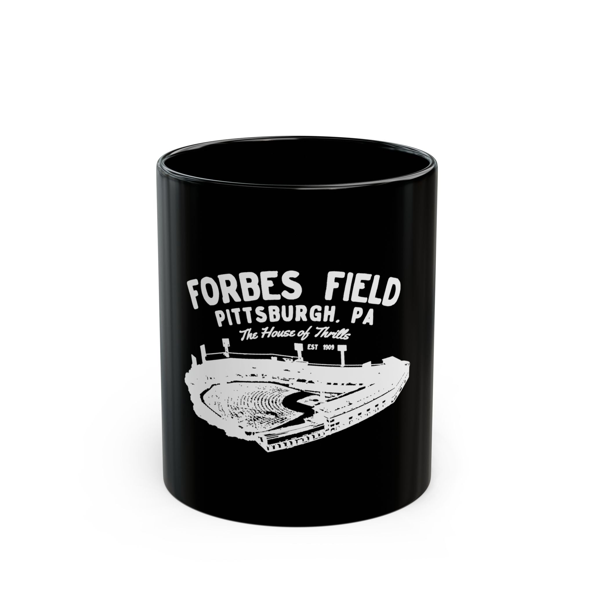 Forbes Field Pittsburgh Logo Retro Black Mug (11oz, 15oz)