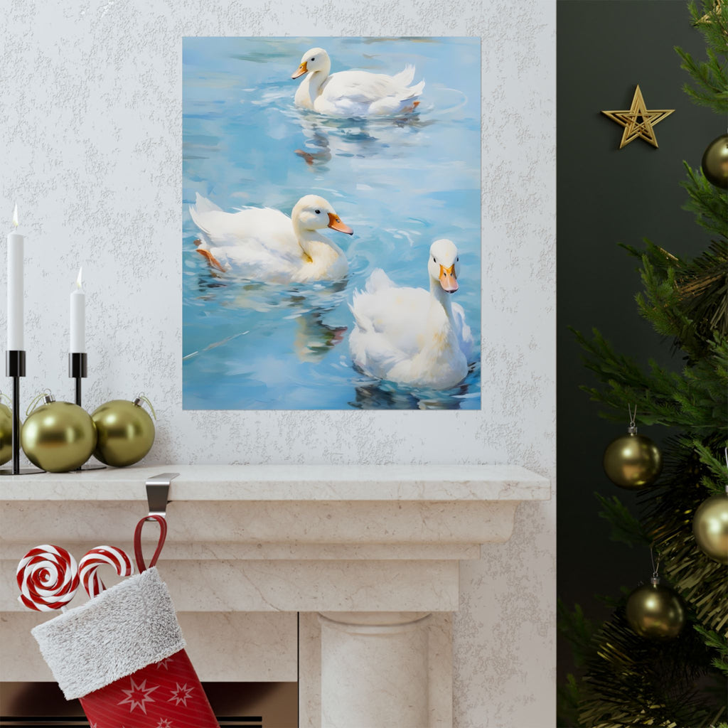 White Wings on Blue Matte Vertical Poster — Style Wall Art