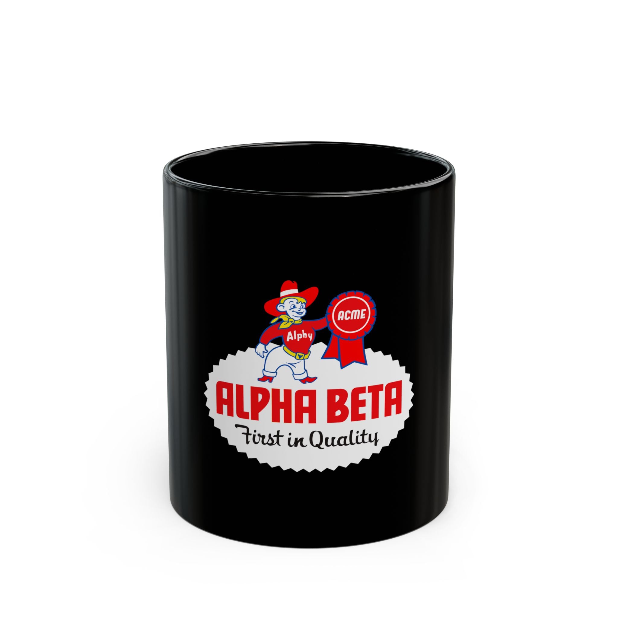 Alpha Beta Logo Retro Black Mug (11oz, 15oz)