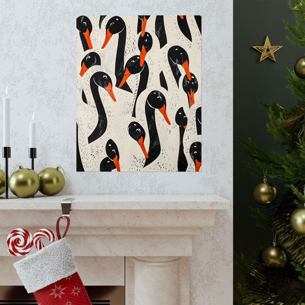 The Gathering of Black Swans Art Matte Vertical Poster —  Wall Art