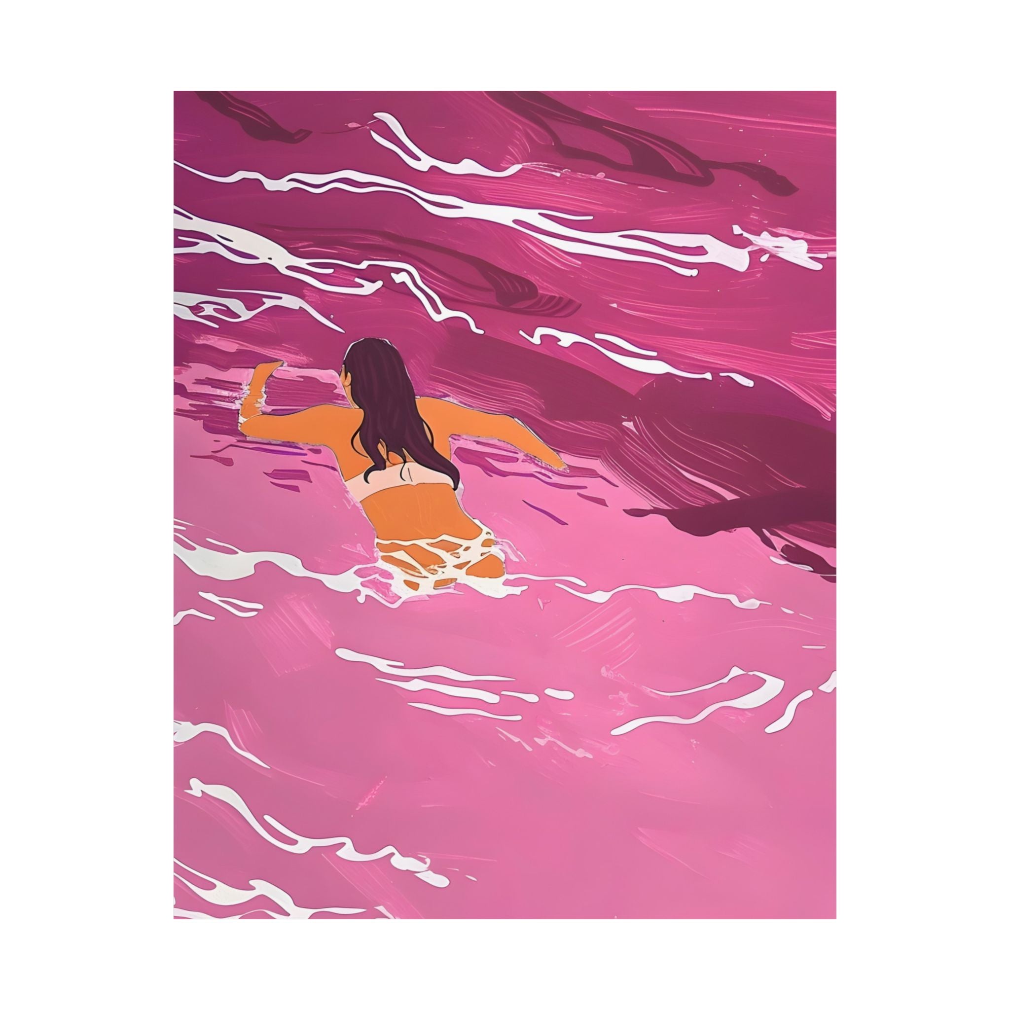 Into the Pink Waves Matte Vertical Poster — Vintage 70s Style Wall Art