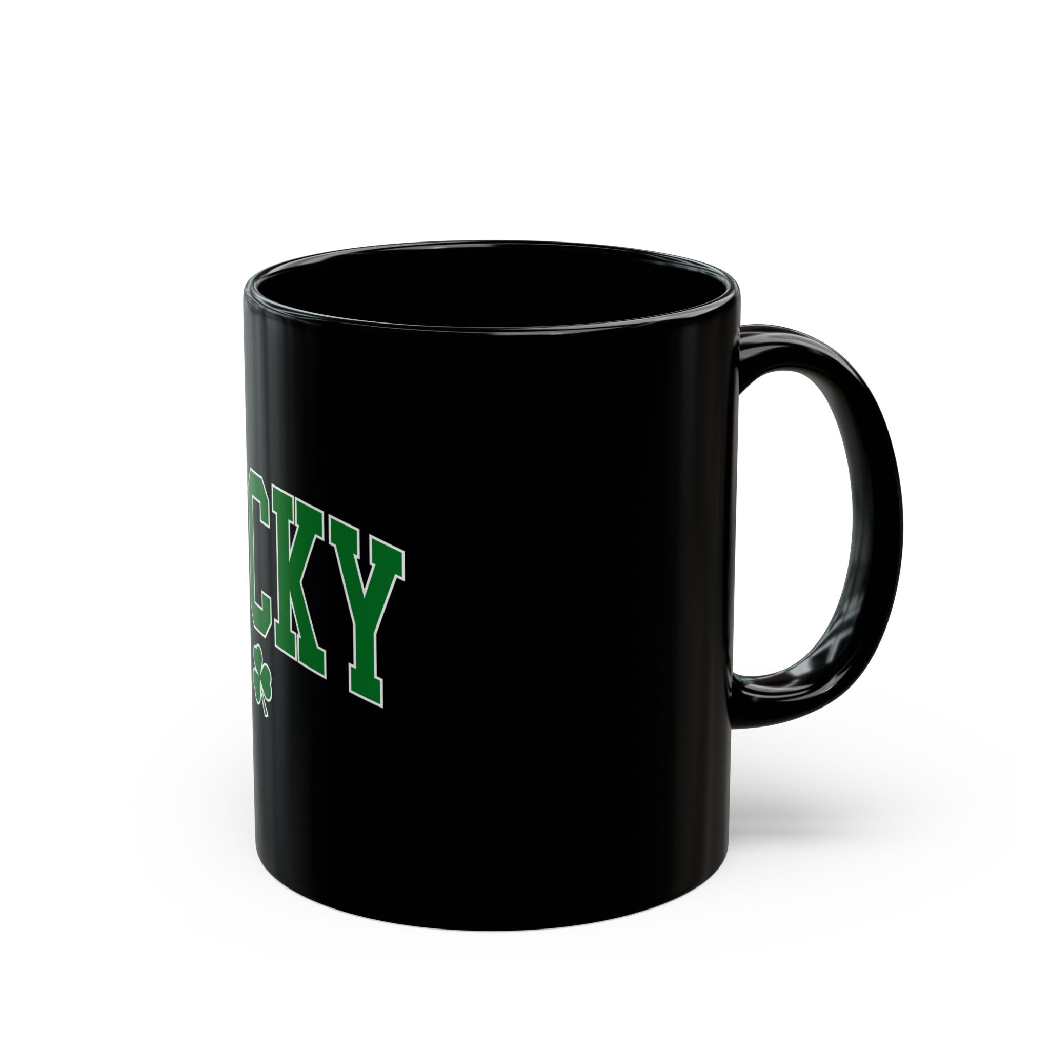 Lucky Clover Retro Logo Black Mug (11oz, 15oz)