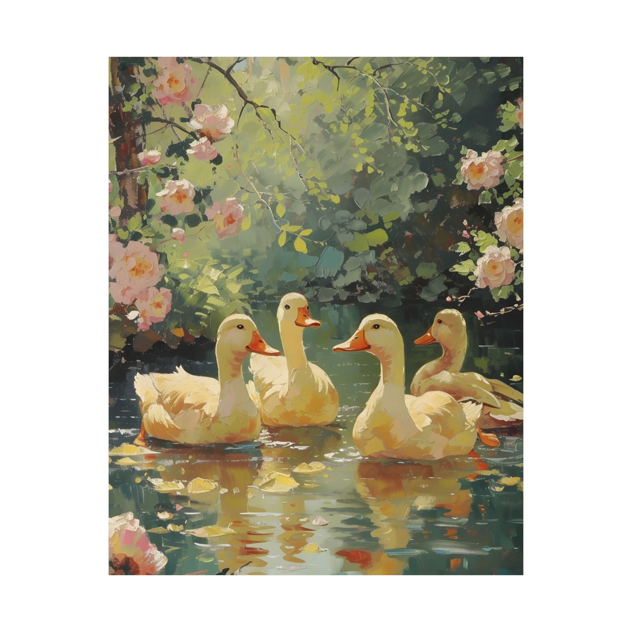 Golden Ducks of Spring Matte Vertical Poster — Wall Art