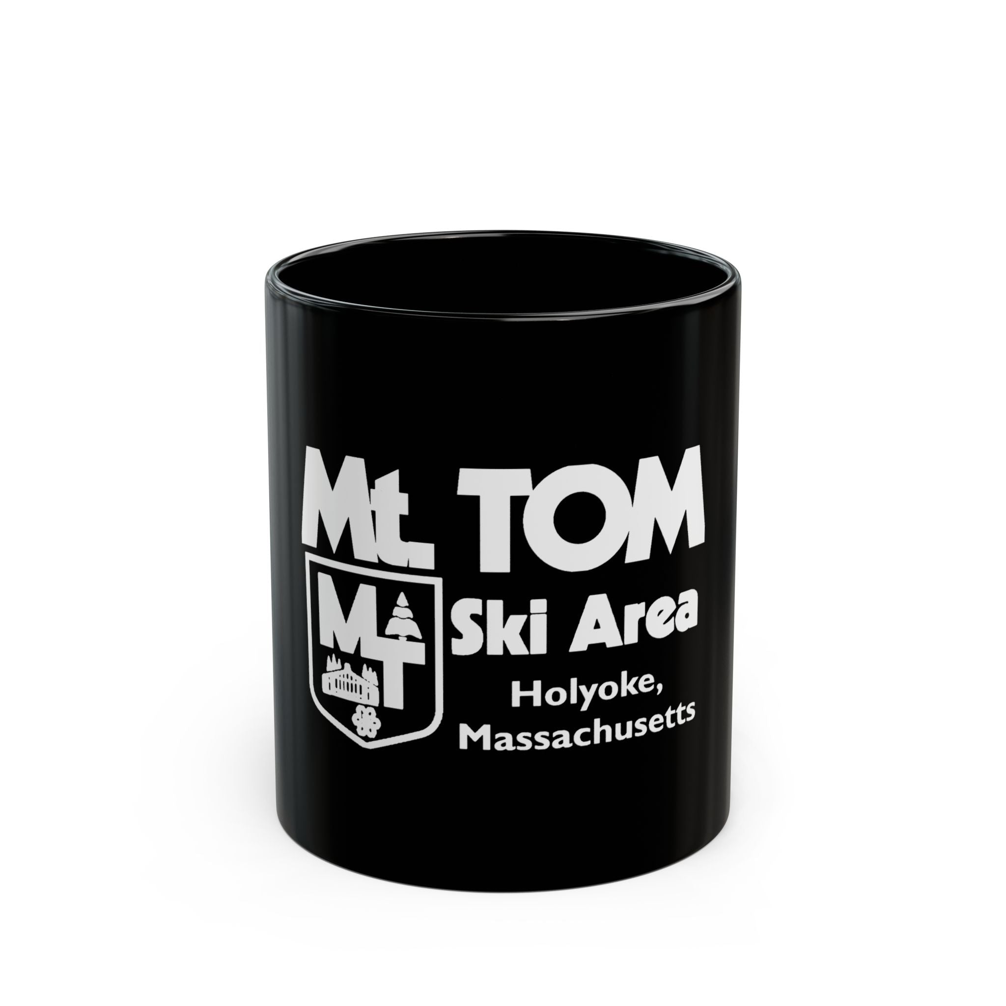 Mt Tom Ski Area Retro Logo Black Mug (11oz, 15oz)