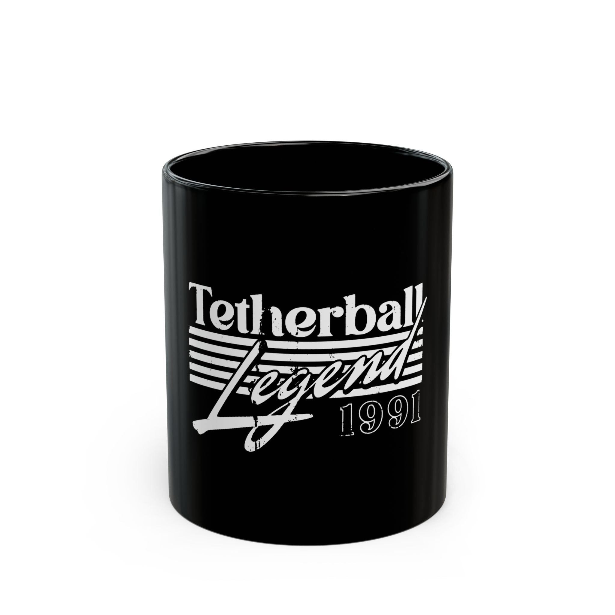 Tetherball Legend Logo Retro Black Mug (11oz, 15oz)