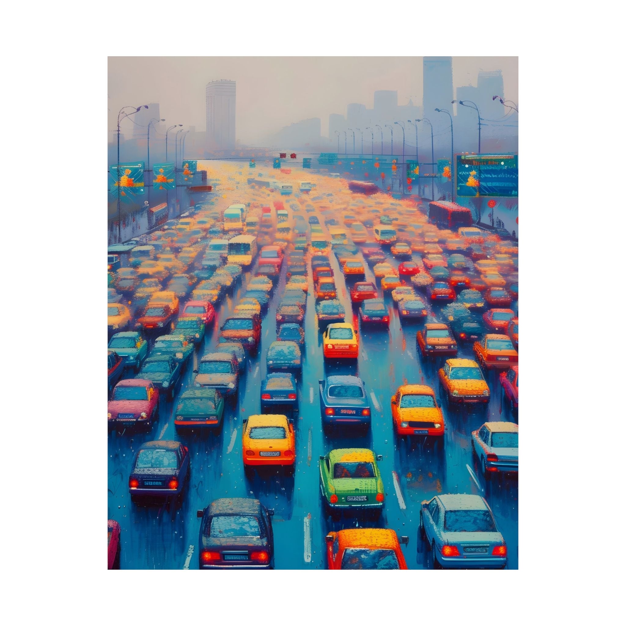 City Lights in the Rain Matte Vertical Poster — Wall Art