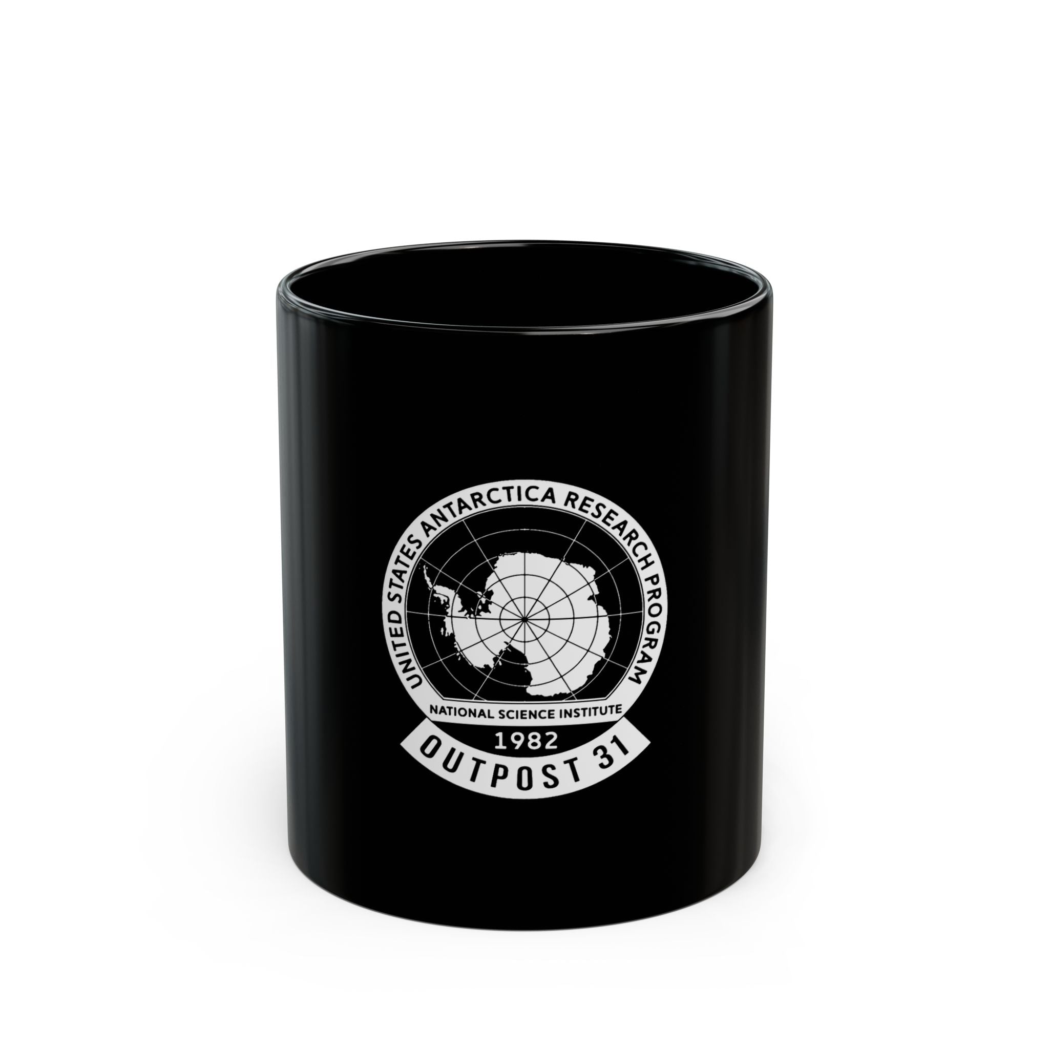 Outpost 31 Antartika Logo Retro Black Mug (11oz, 15oz)