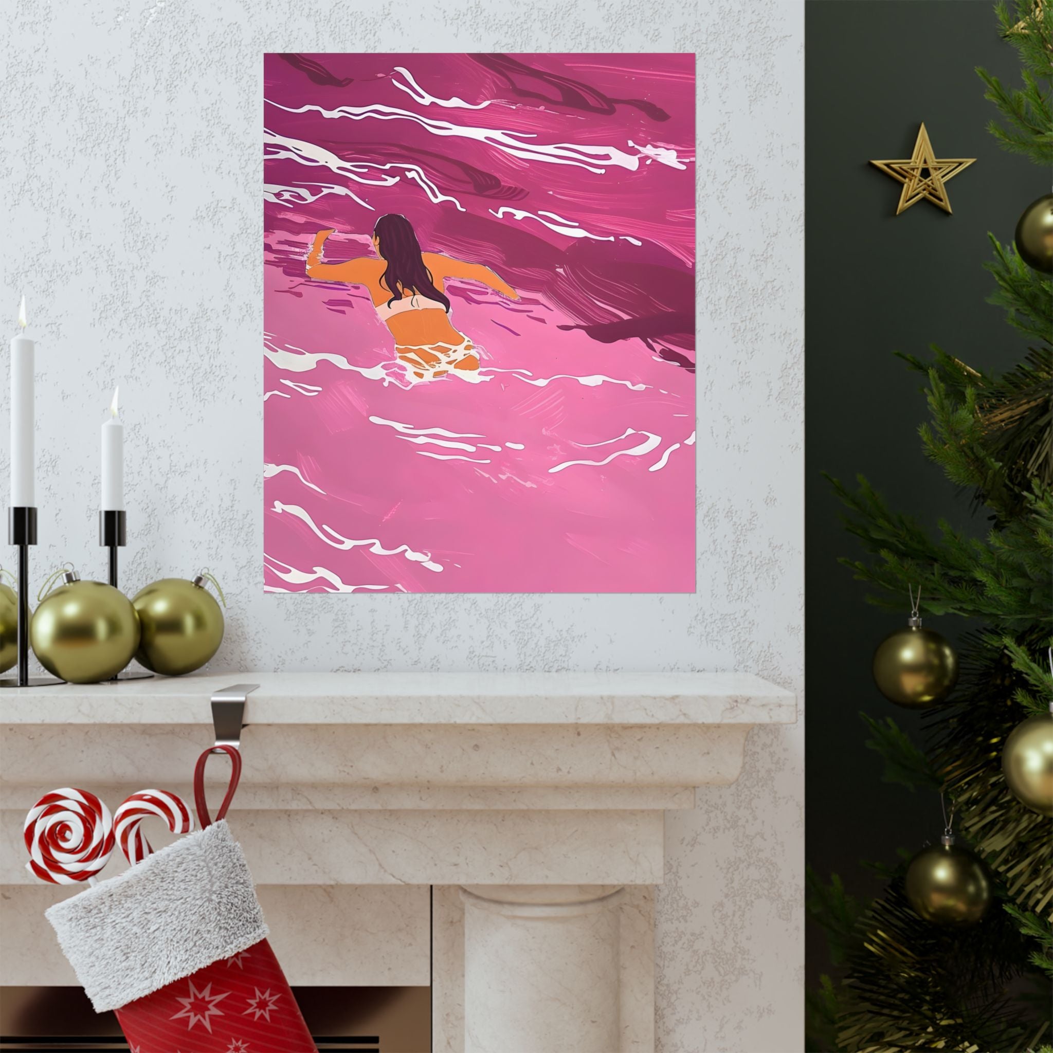 Into the Pink Waves Matte Vertical Poster — Vintage 70s Style Wall Art