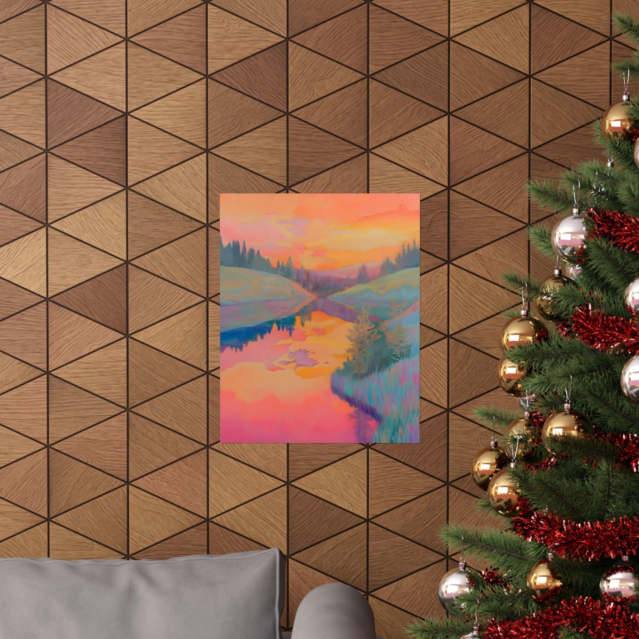 Land of Painted Sunsets Matte Vertical Poster — Vintage 70s Style Wall Art