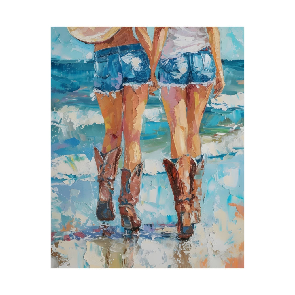 Beachside Sisters Matte Vertical Poster — Wall Art