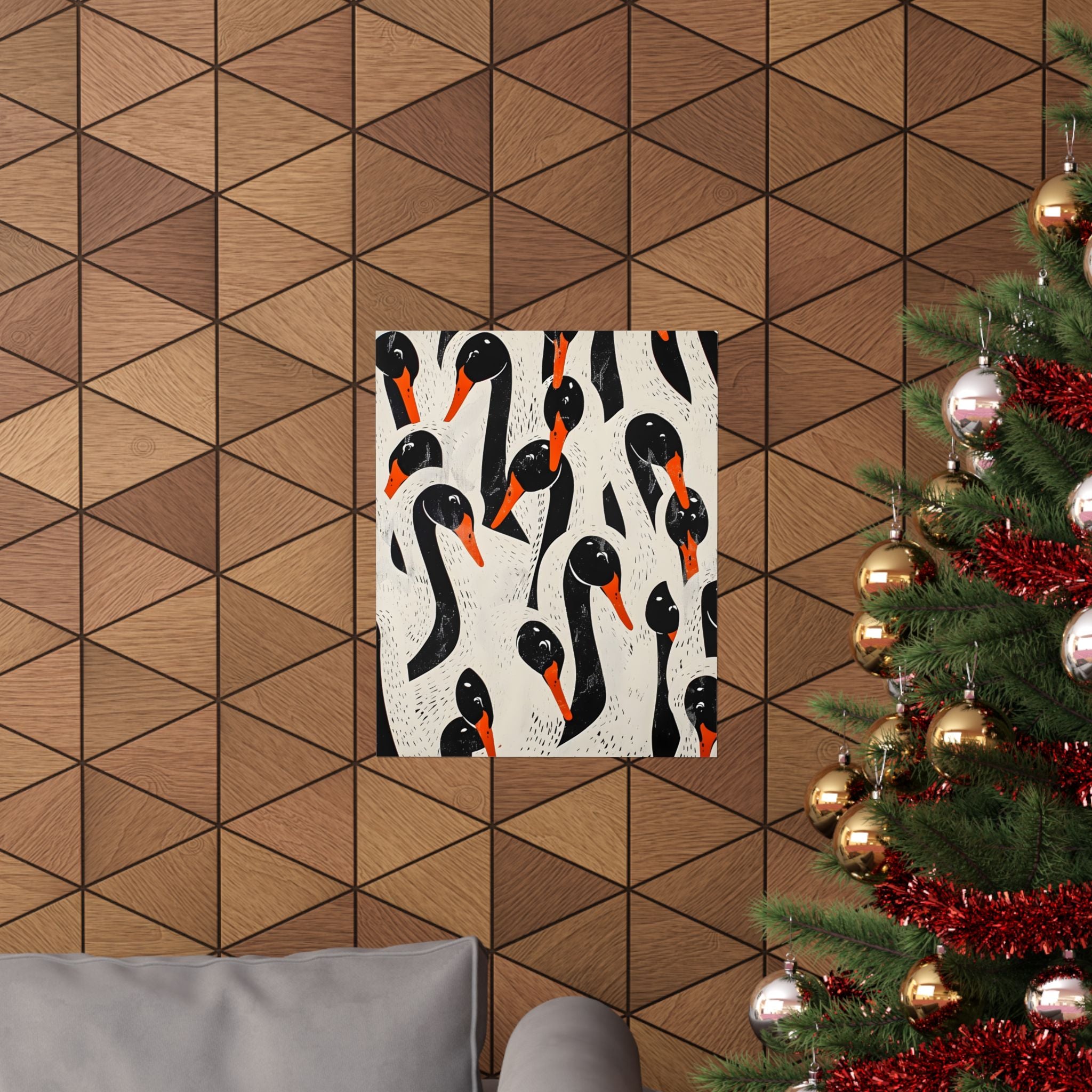 The Gathering of Black Swans Art Matte Vertical Poster —  Wall Art