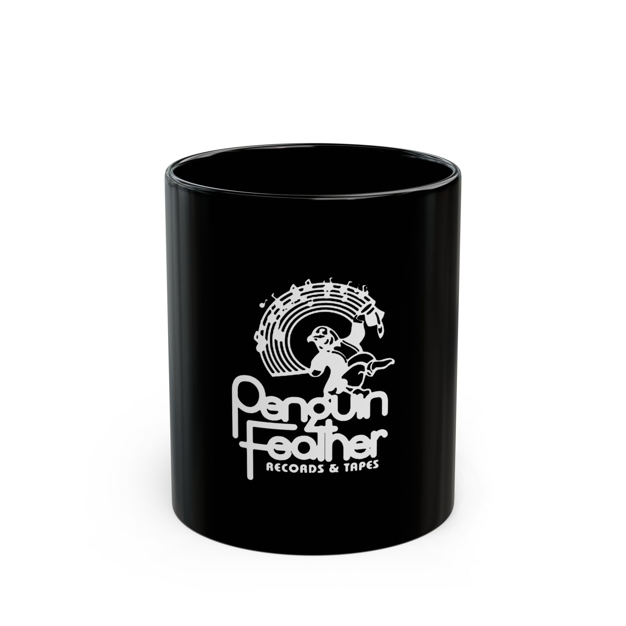 Penguin Feather Retro Black Mug (11oz, 15oz)