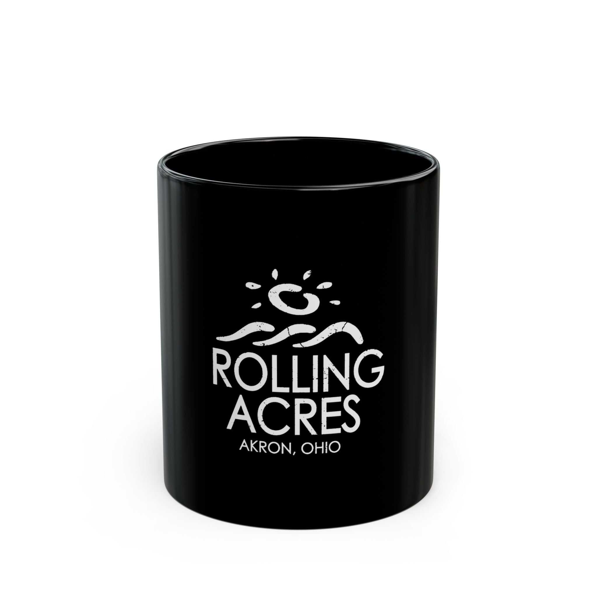 Rolling Acres Logo Retro Black Mug (11oz, 15oz)