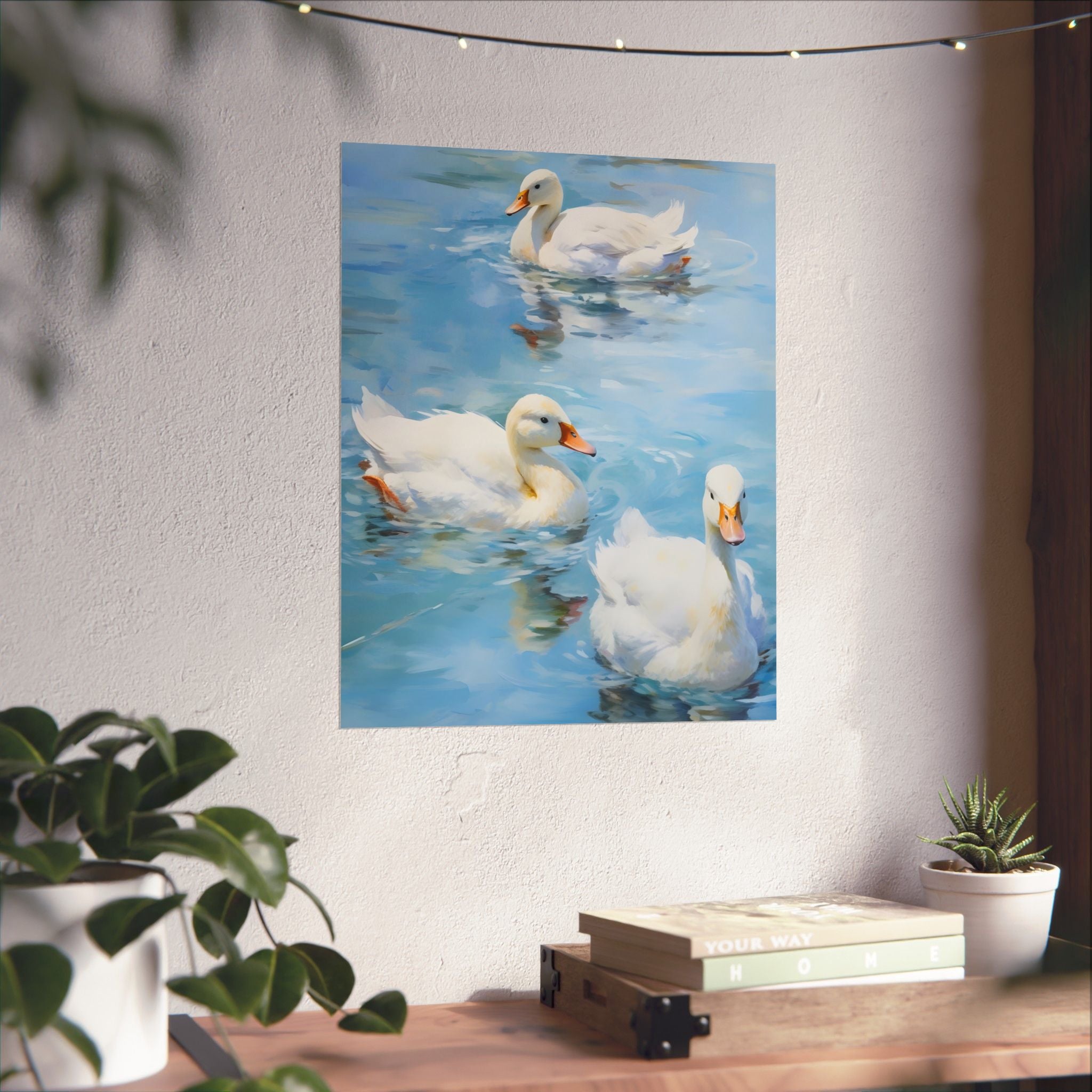 White Wings on Blue Matte Vertical Poster — Style Wall Art